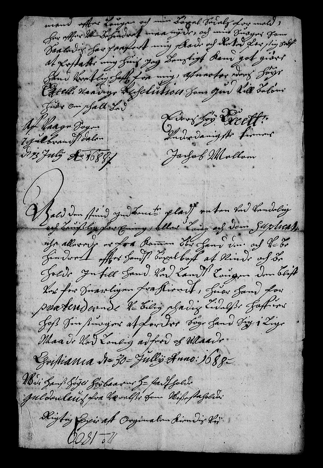 Stattholderembetet 1572-1771, RA/EA-2870/Af/L0002: Avskrifter av vedlegg til originale supplikker, nummerert i samsvar med supplikkbøkene, 1687-1689, p. 210