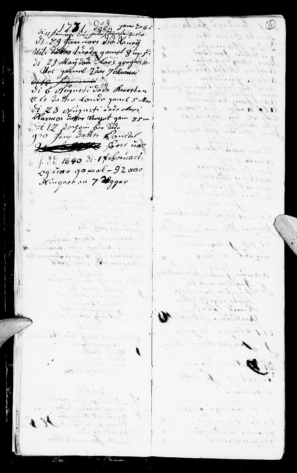 Holt sokneprestkontor, AV/SAK-1111-0021/F/Fb/L0004: Parish register (copy) no. B 4, 1730-1746, p. 6