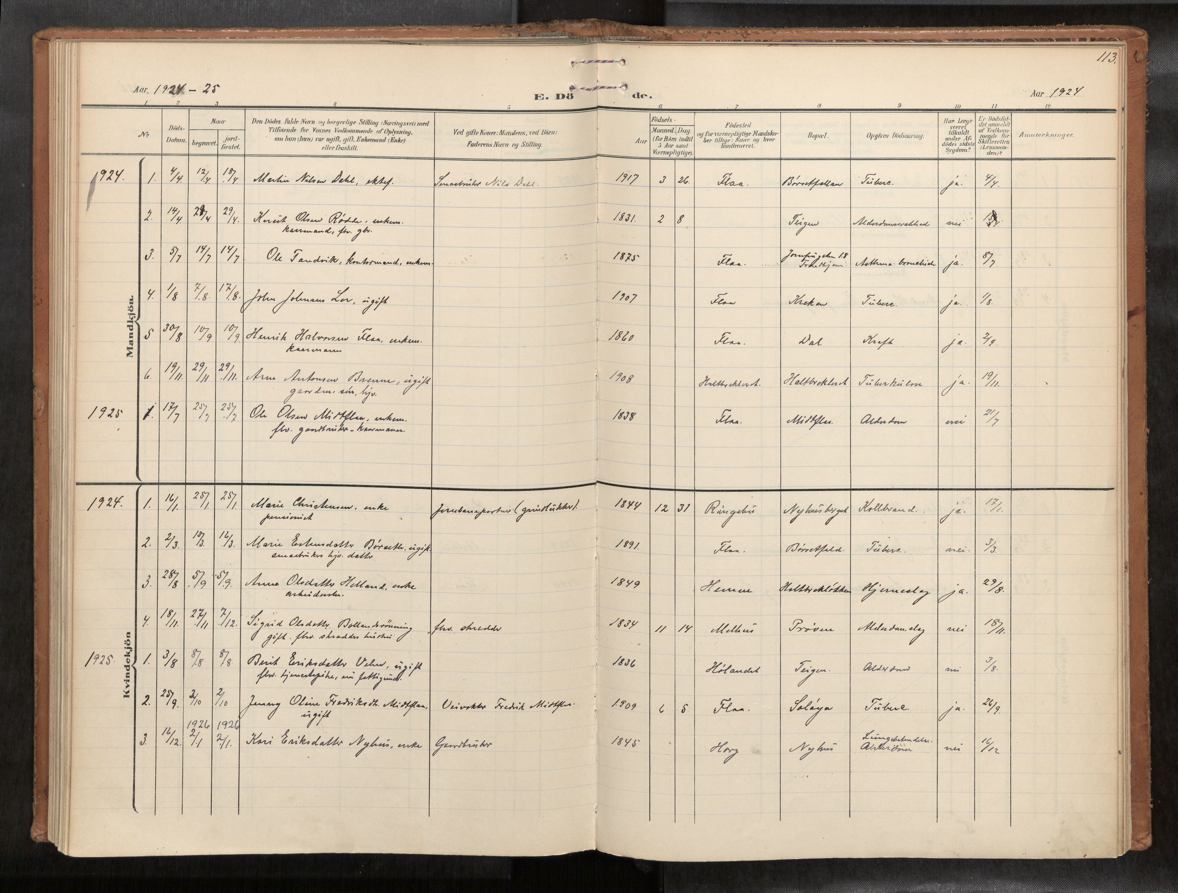 Ministerialprotokoller, klokkerbøker og fødselsregistre - Sør-Trøndelag, SAT/A-1456/693/L1119b: Parish register (official) no. 693A02, 1906-1936, p. 113