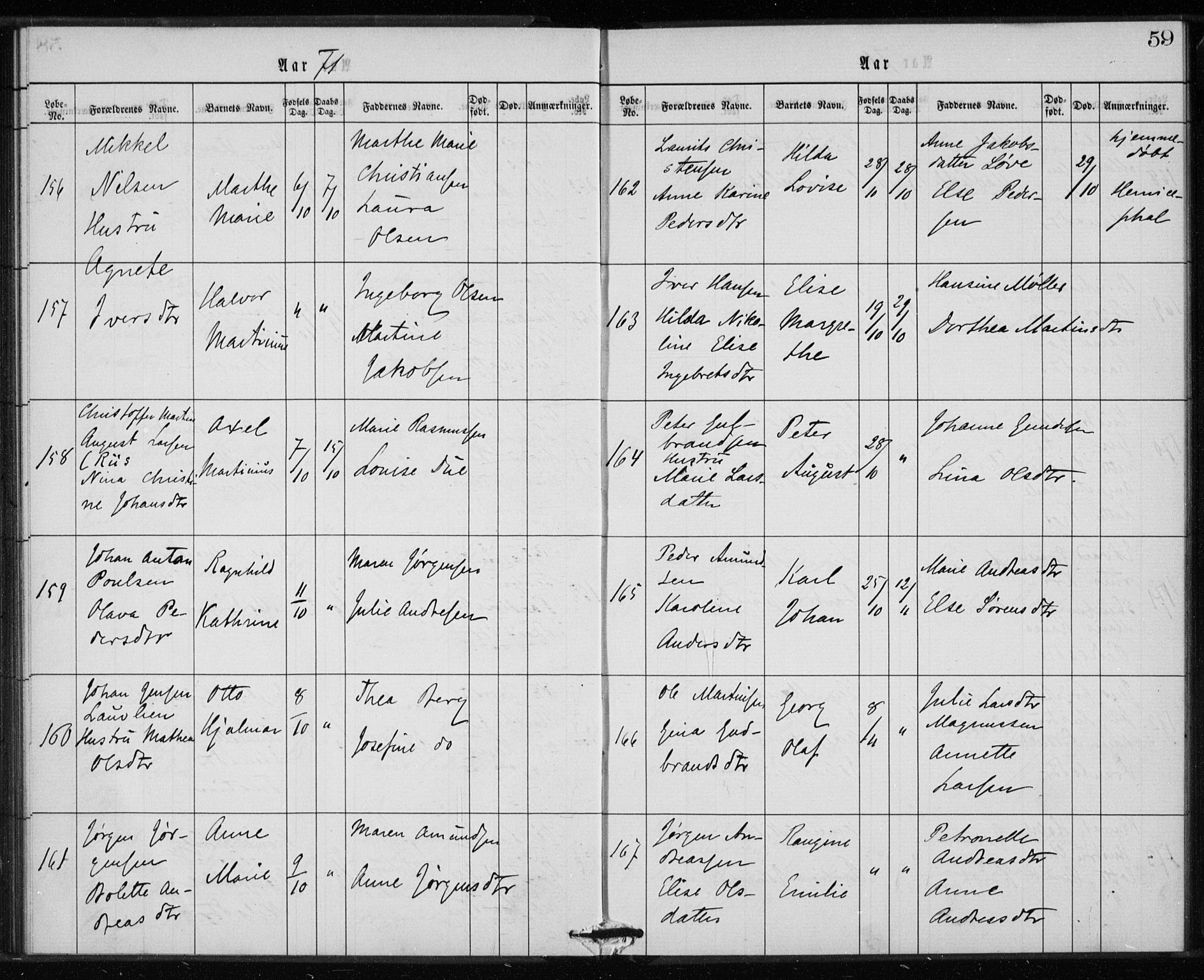 Rikshospitalet prestekontor Kirkebøker, AV/SAO-A-10309b/K/L0002/0003: Baptism register no. 2.3, 1868-1876, p. 59