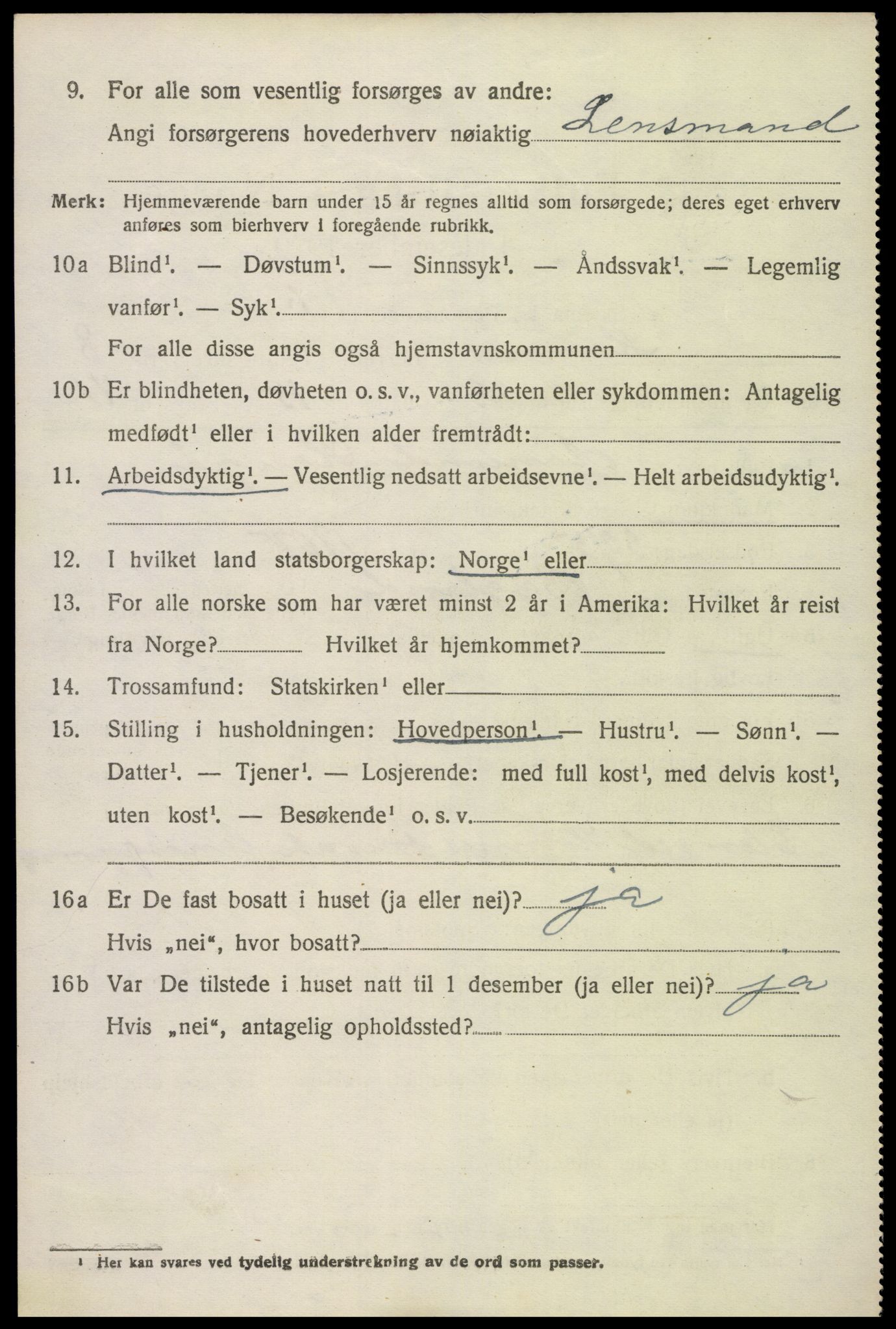 SAK, 1920 census for Hornnes, 1920, p. 2164