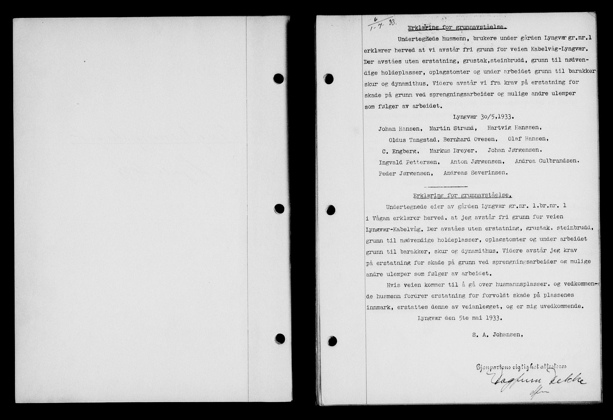 Lofoten sorenskriveri, SAT/A-0017/1/2/2C/L0028b: Mortgage book no. 28b, 1933-1933, Deed date: 01.07.1933