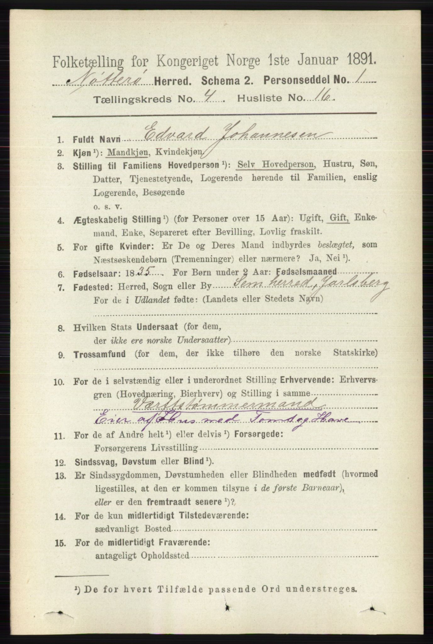 RA, 1891 census for 0722 Nøtterøy, 1891, p. 2117