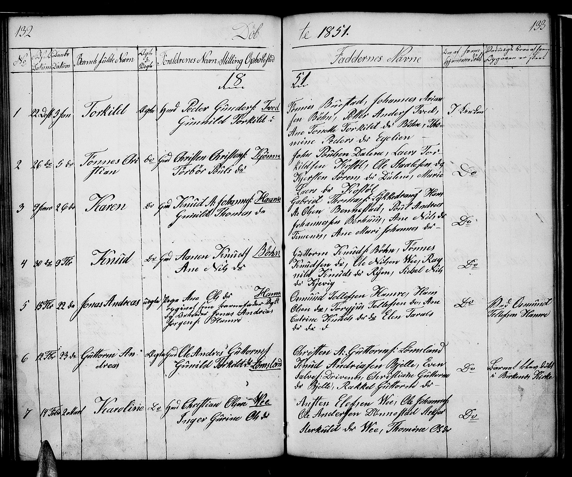 Tveit sokneprestkontor, SAK/1111-0043/F/Fb/L0002: Parish register (copy) no. B 2, 1835-1854, p. 132-133