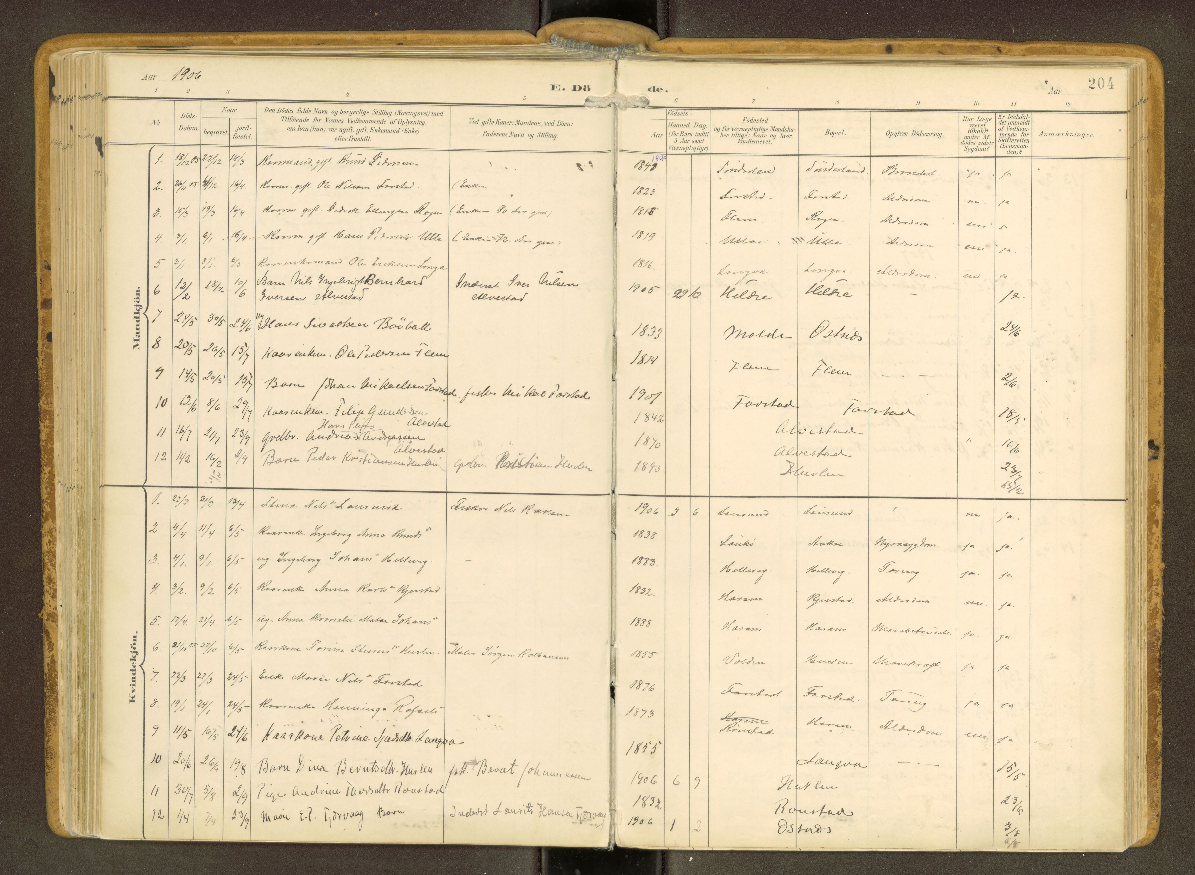 Ministerialprotokoller, klokkerbøker og fødselsregistre - Møre og Romsdal, AV/SAT-A-1454/536/L0517: Parish register (official) no. 536A--, 1897-1917, p. 204