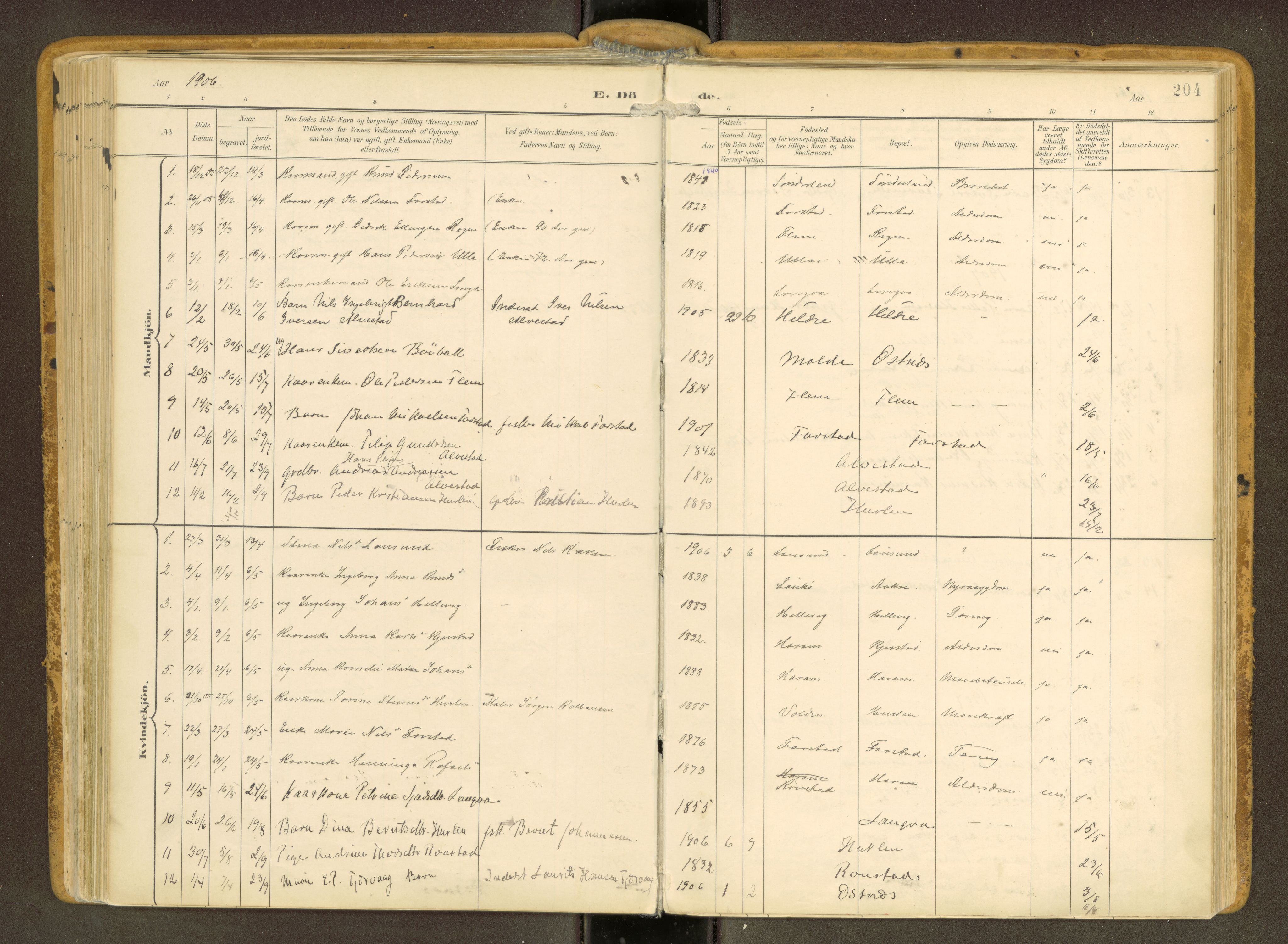 Ministerialprotokoller, klokkerbøker og fødselsregistre - Møre og Romsdal, SAT/A-1454/536/L0517: Parish register (official) no. 536A--, 1897-1917, p. 204