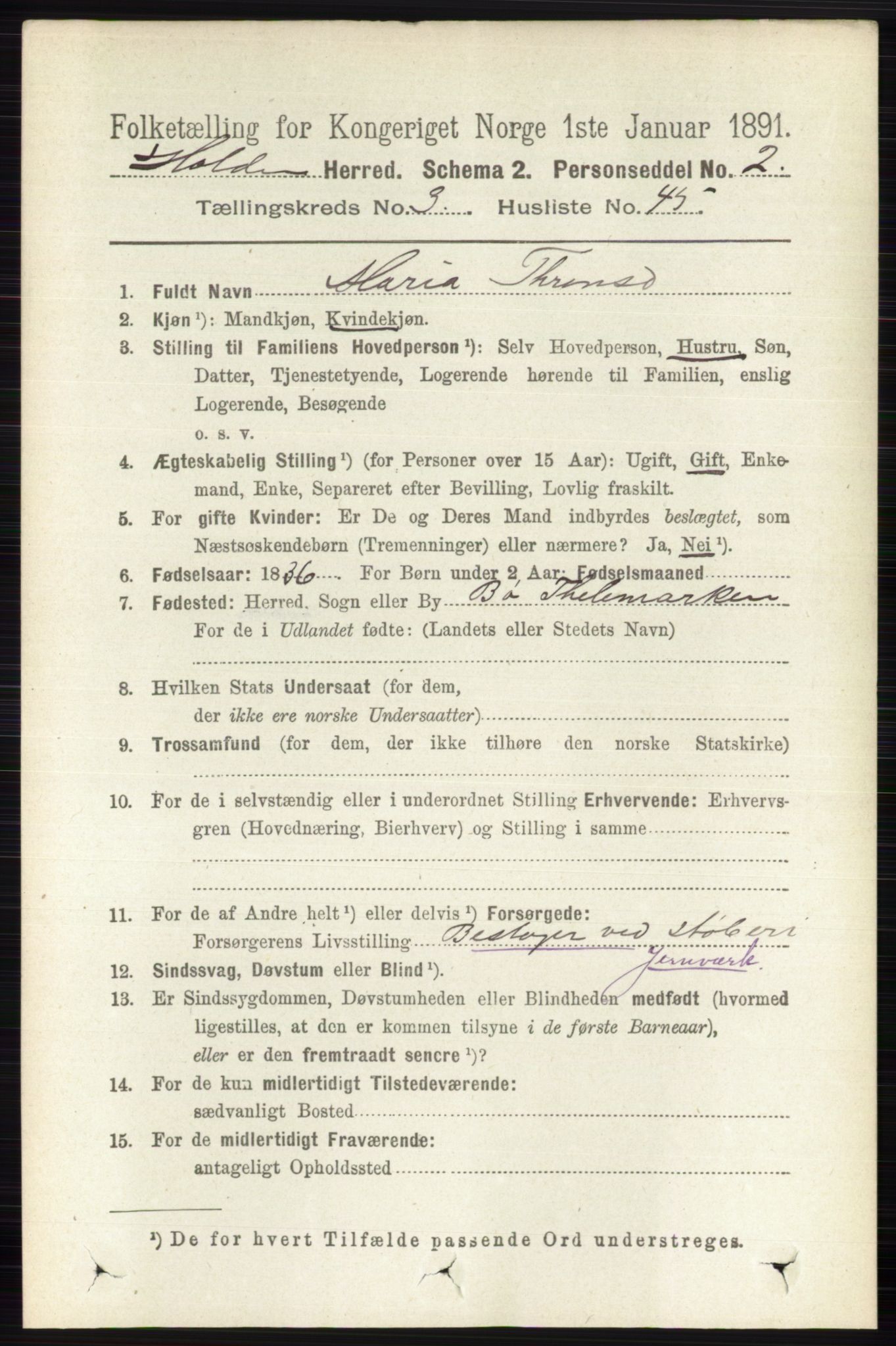 RA, 1891 census for 0819 Holla, 1891, p. 1819