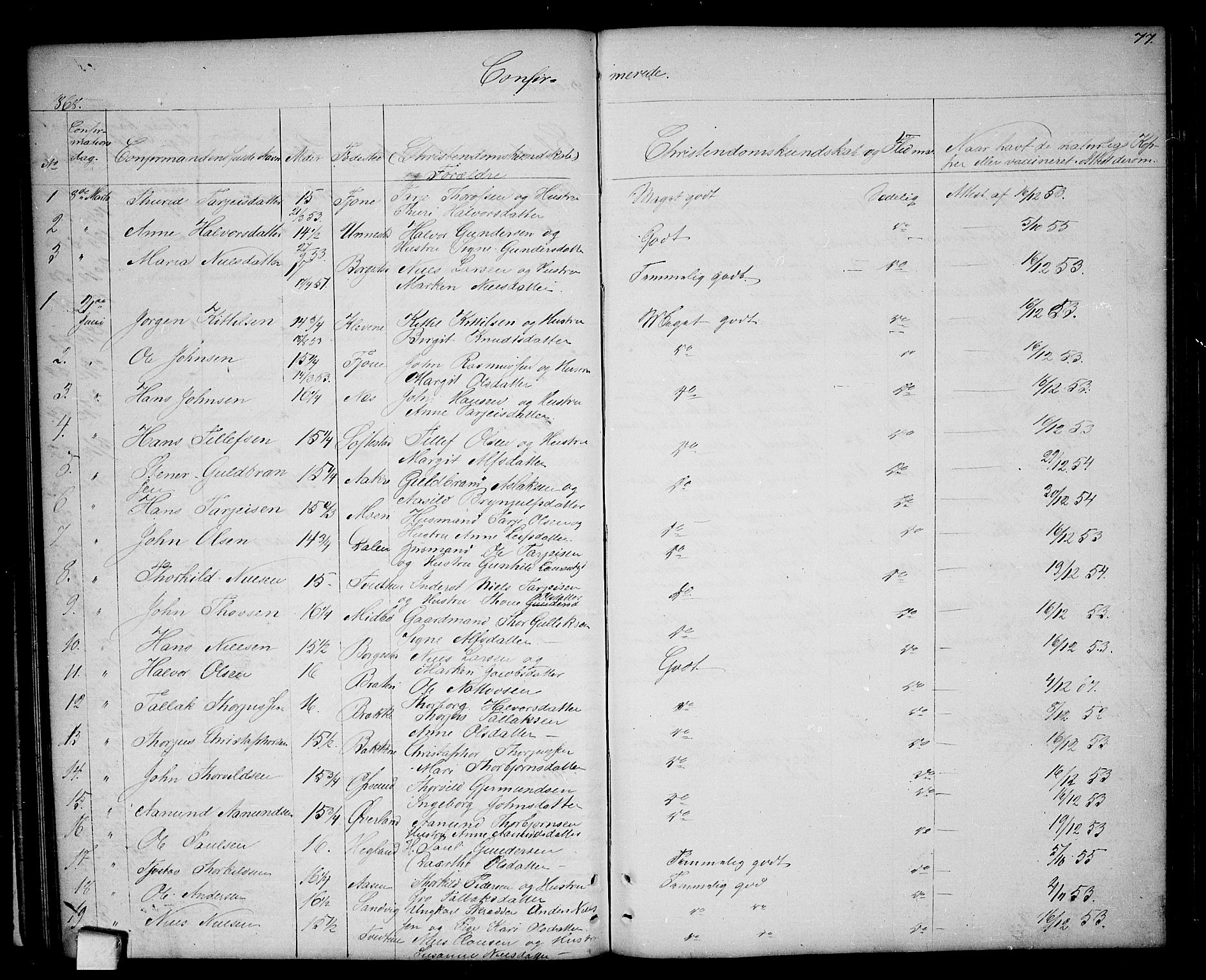 Nissedal kirkebøker, SAKO/A-288/G/Ga/L0002: Parish register (copy) no. I 2, 1861-1887, p. 77