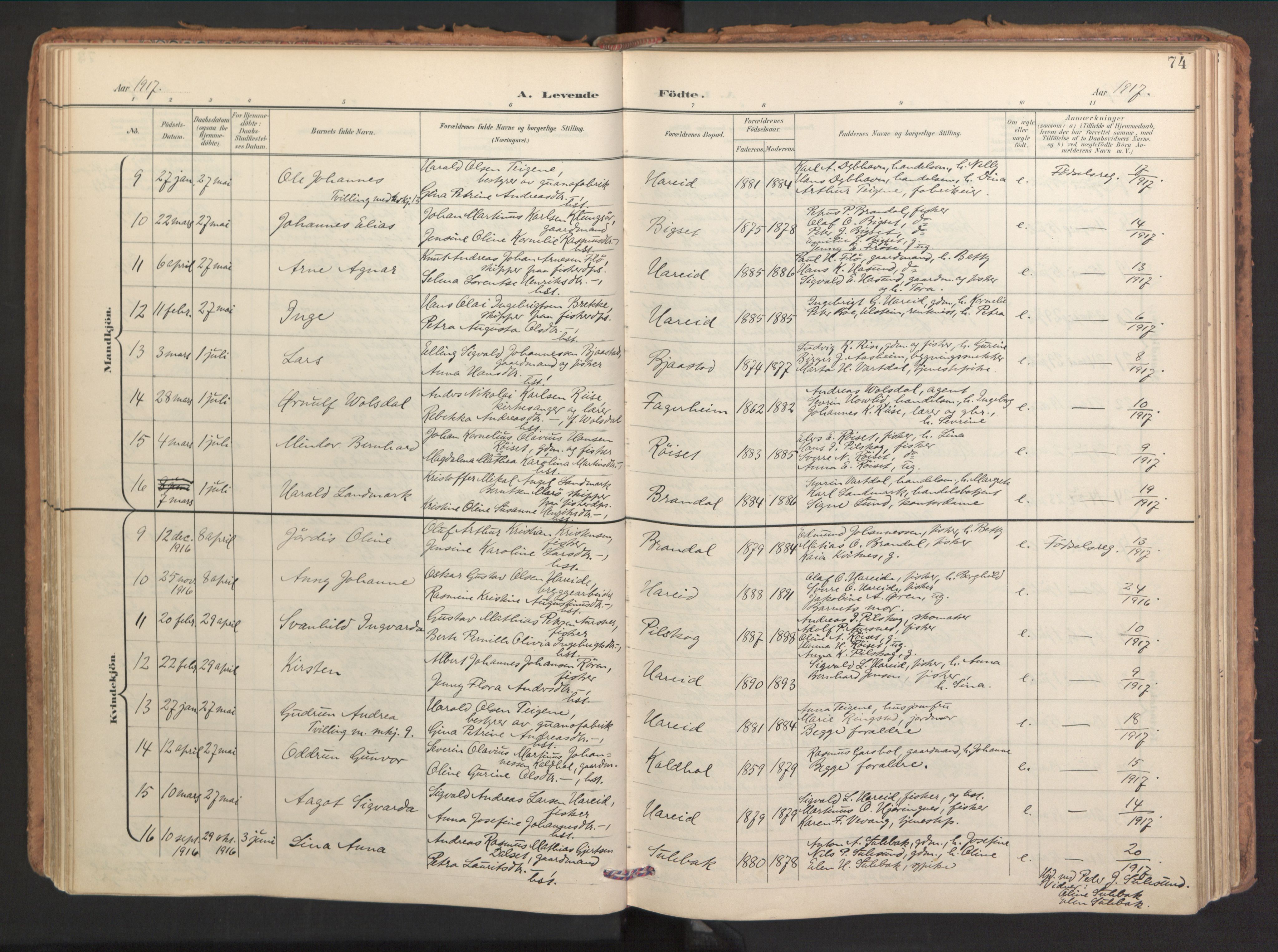 Ministerialprotokoller, klokkerbøker og fødselsregistre - Møre og Romsdal, SAT/A-1454/510/L0123: Parish register (official) no. 510A03, 1898-1922, p. 74