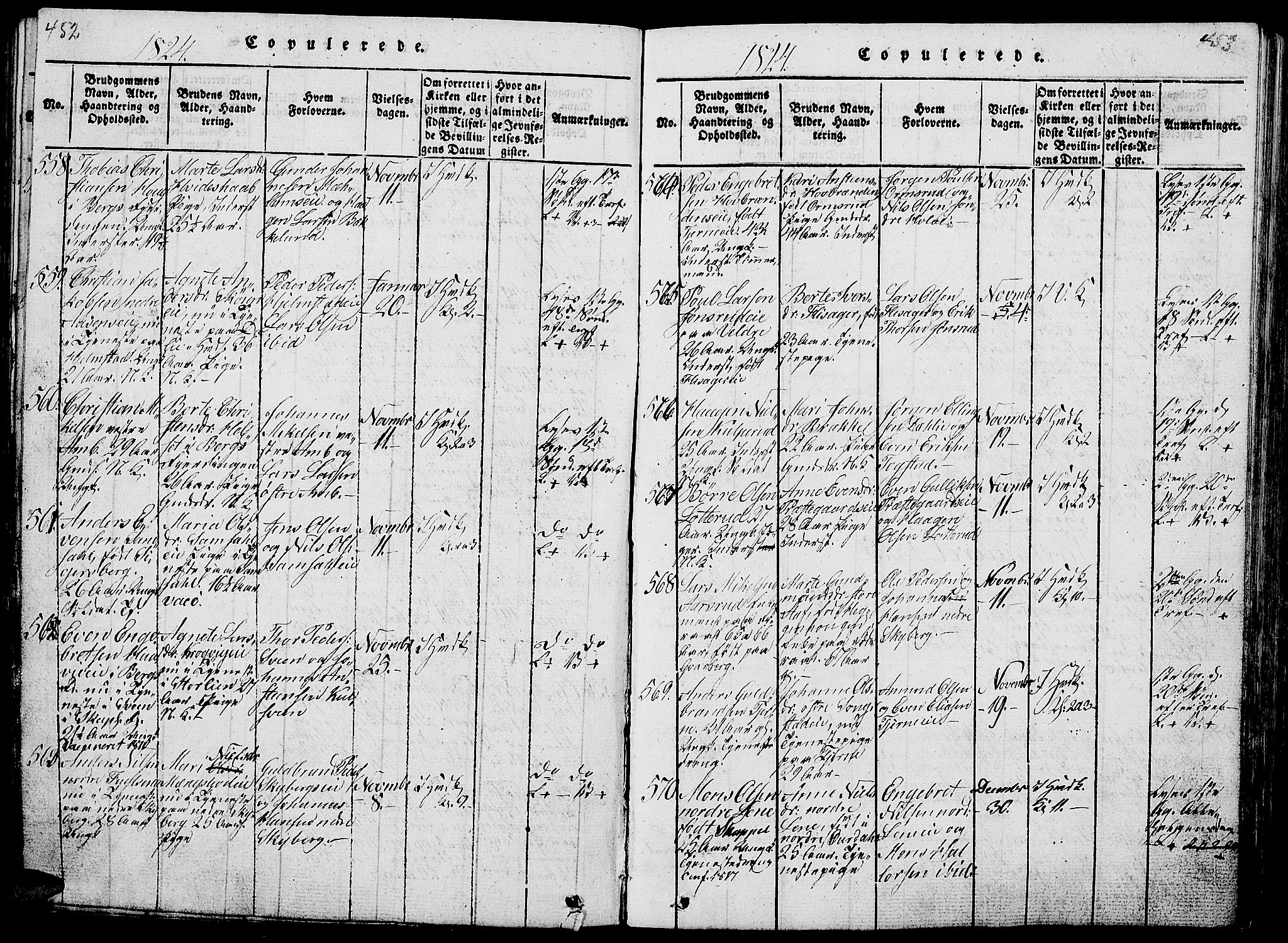 Ringsaker prestekontor, AV/SAH-PREST-014/L/La/L0001: Parish register (copy) no. 1, 1814-1826, p. 452-453