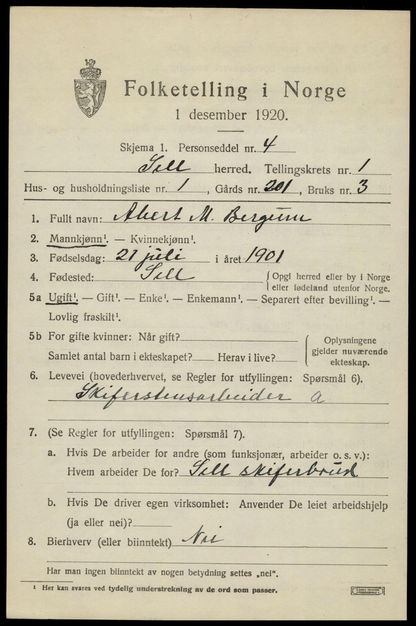 SAH, 1920 census for Sel, 1920, p. 822