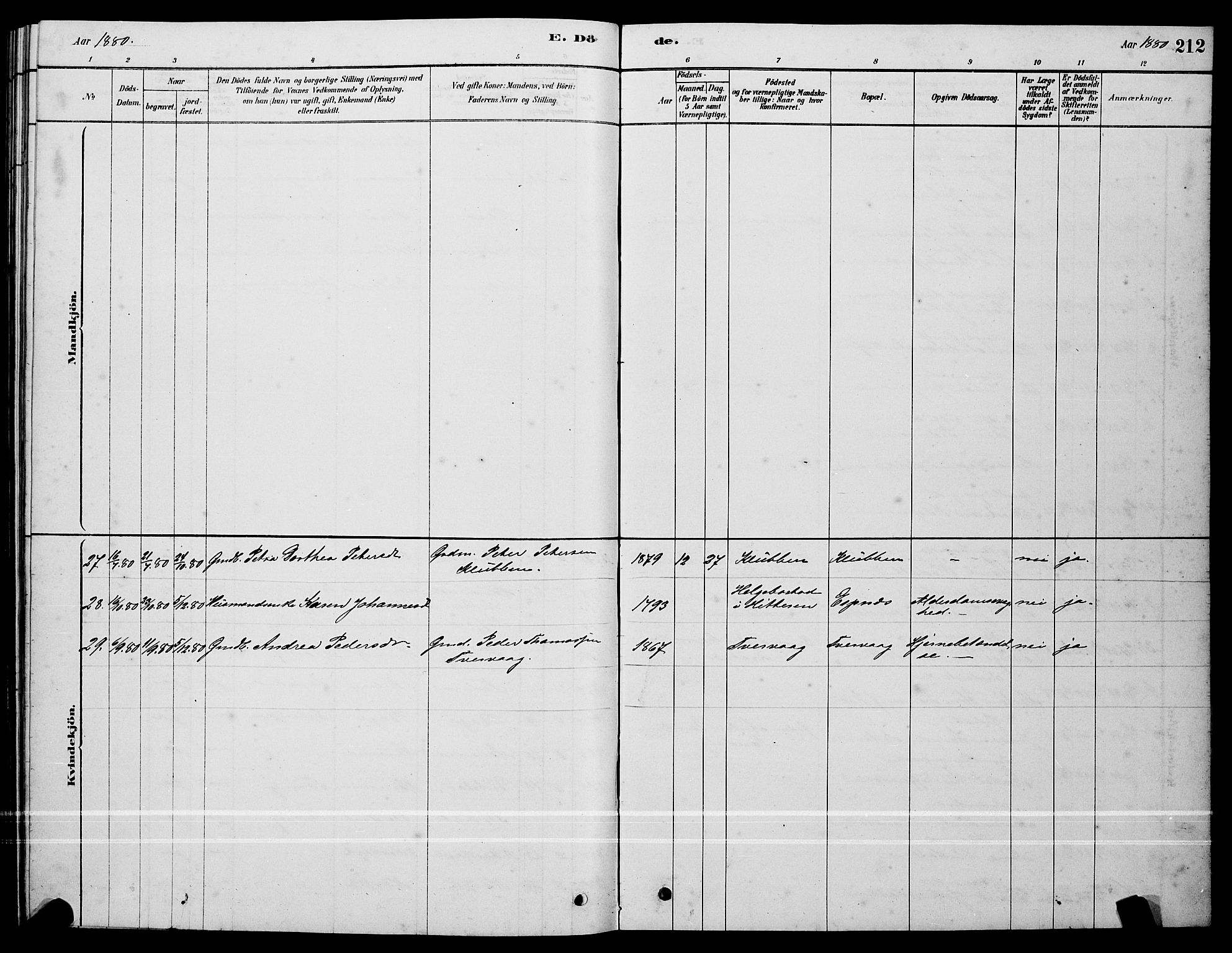 Ministerialprotokoller, klokkerbøker og fødselsregistre - Sør-Trøndelag, AV/SAT-A-1456/640/L0585: Parish register (copy) no. 640C03, 1878-1891, p. 212