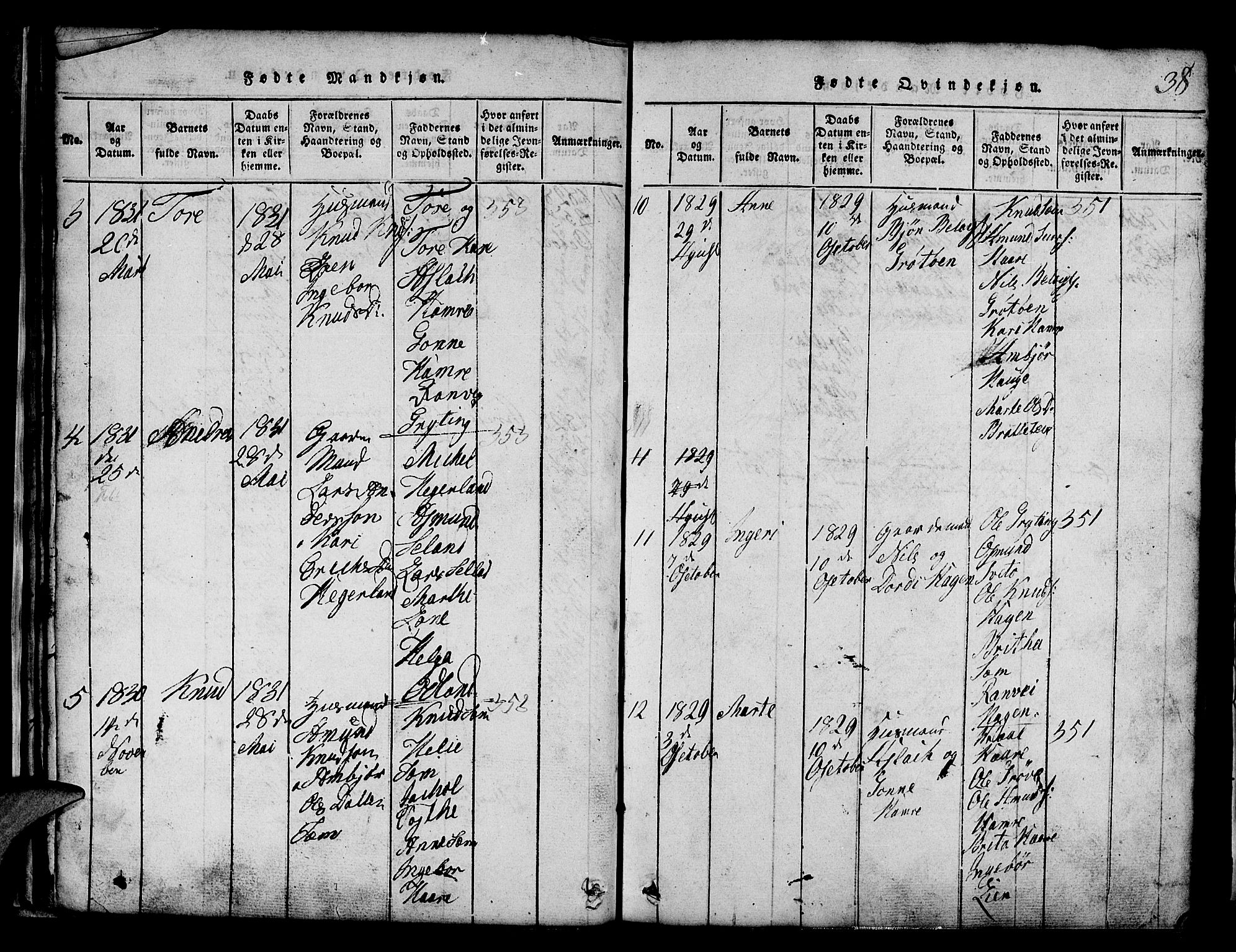 Røldal sokneprestembete, SAB/A-100247: Parish register (copy) no. A 1, 1817-1860, p. 38