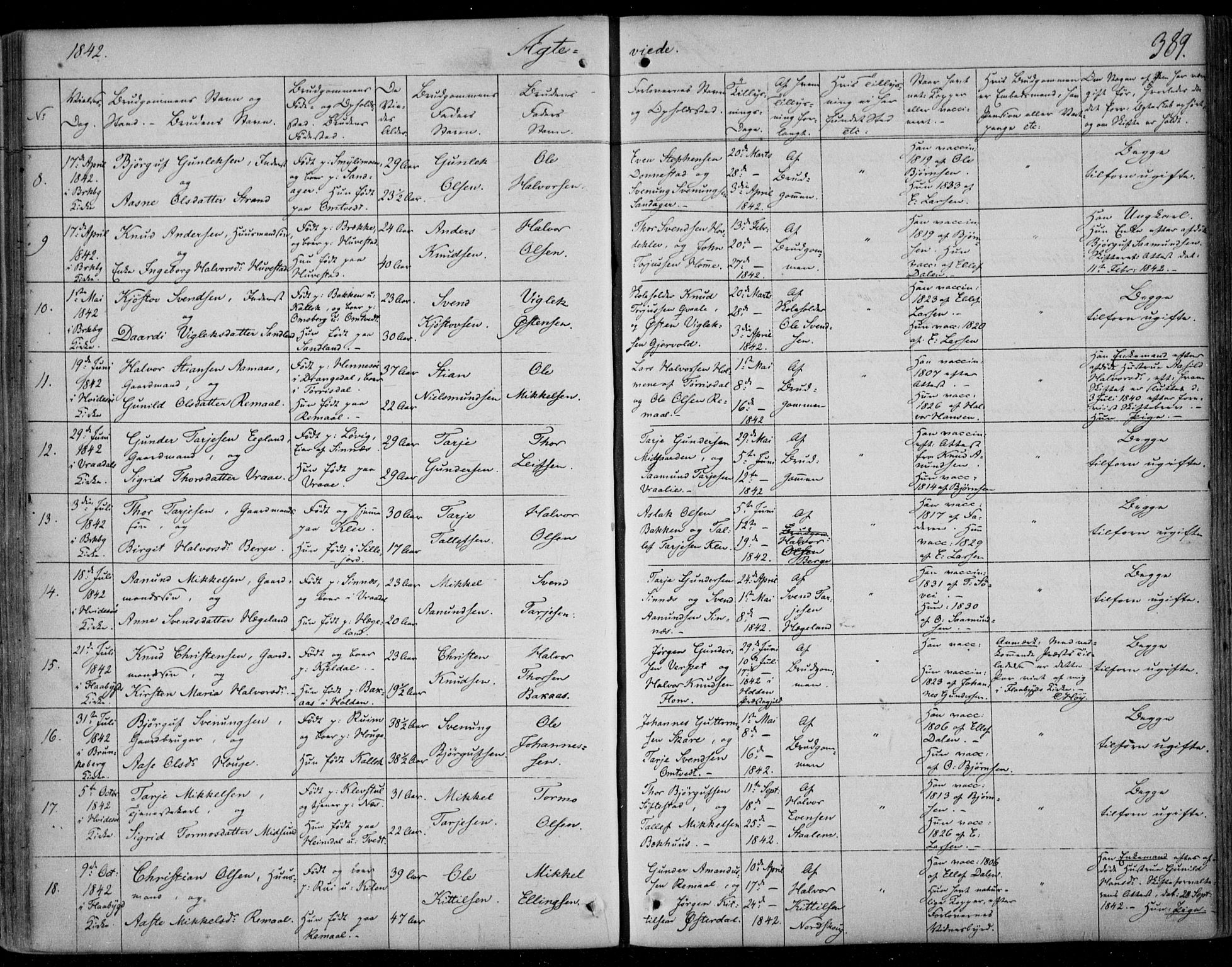 Kviteseid kirkebøker, SAKO/A-276/F/Fa/L0006: Parish register (official) no. I 6, 1836-1858, p. 389