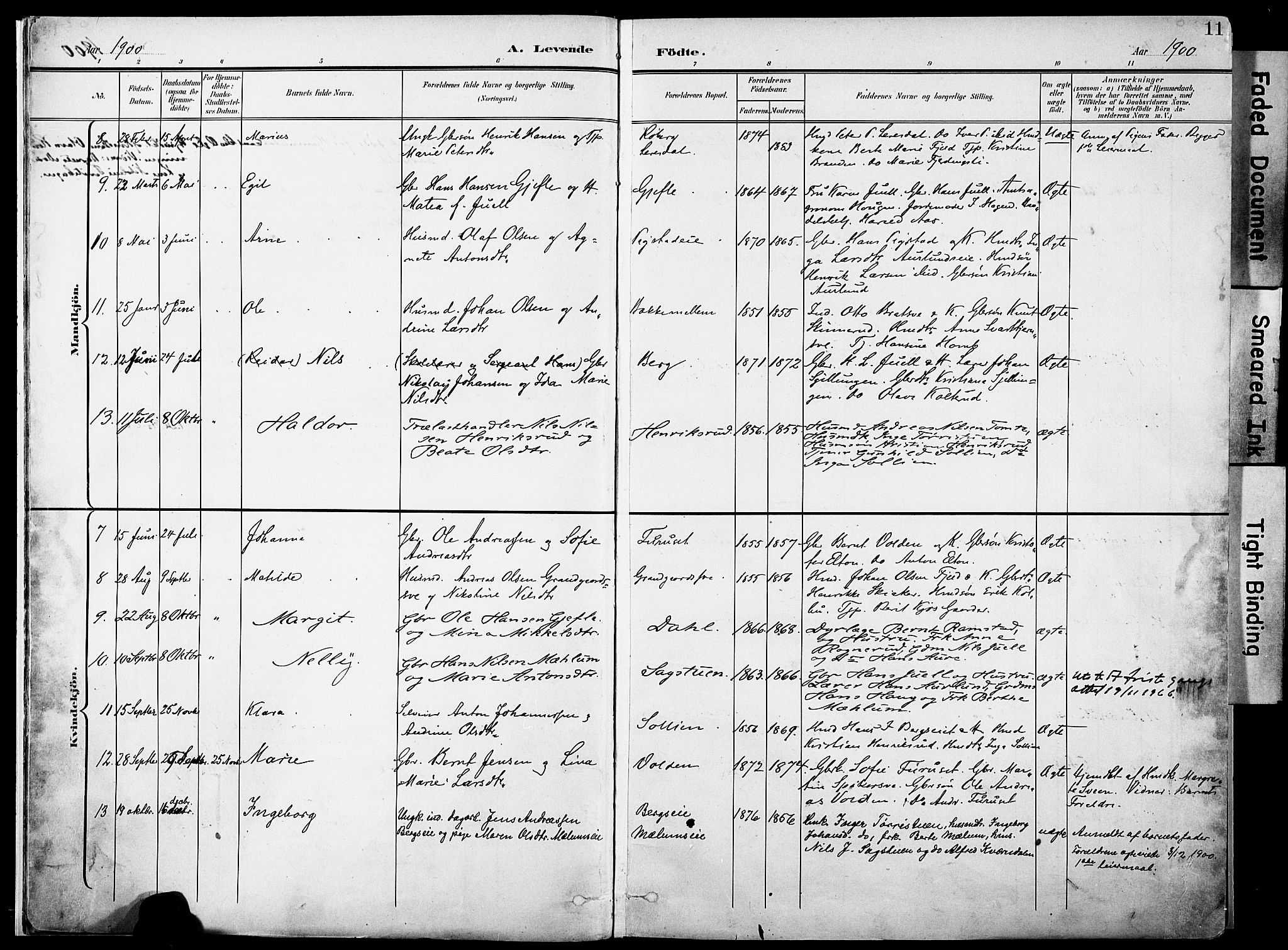 Nordre Land prestekontor, AV/SAH-PREST-124/H/Ha/Haa/L0006: Parish register (official) no. 6, 1897-1914, p. 11