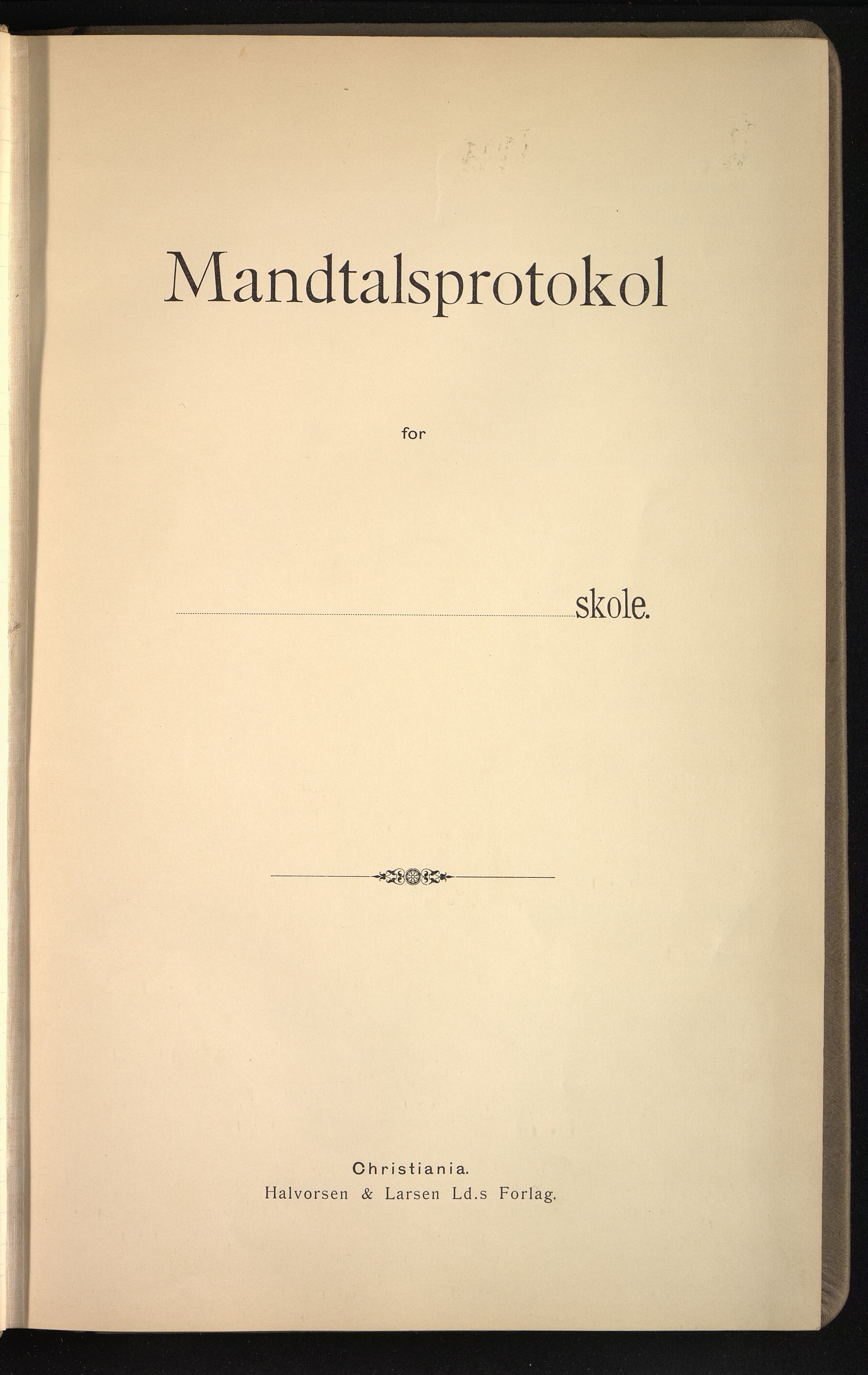 Vestfold fylkeskommune. Greveskogen videregående skole før 1998, VEMU/A-1162/G/Gb/L0003: Manntallsprotokoll Pikeskolen, 1909-1911, p. 1