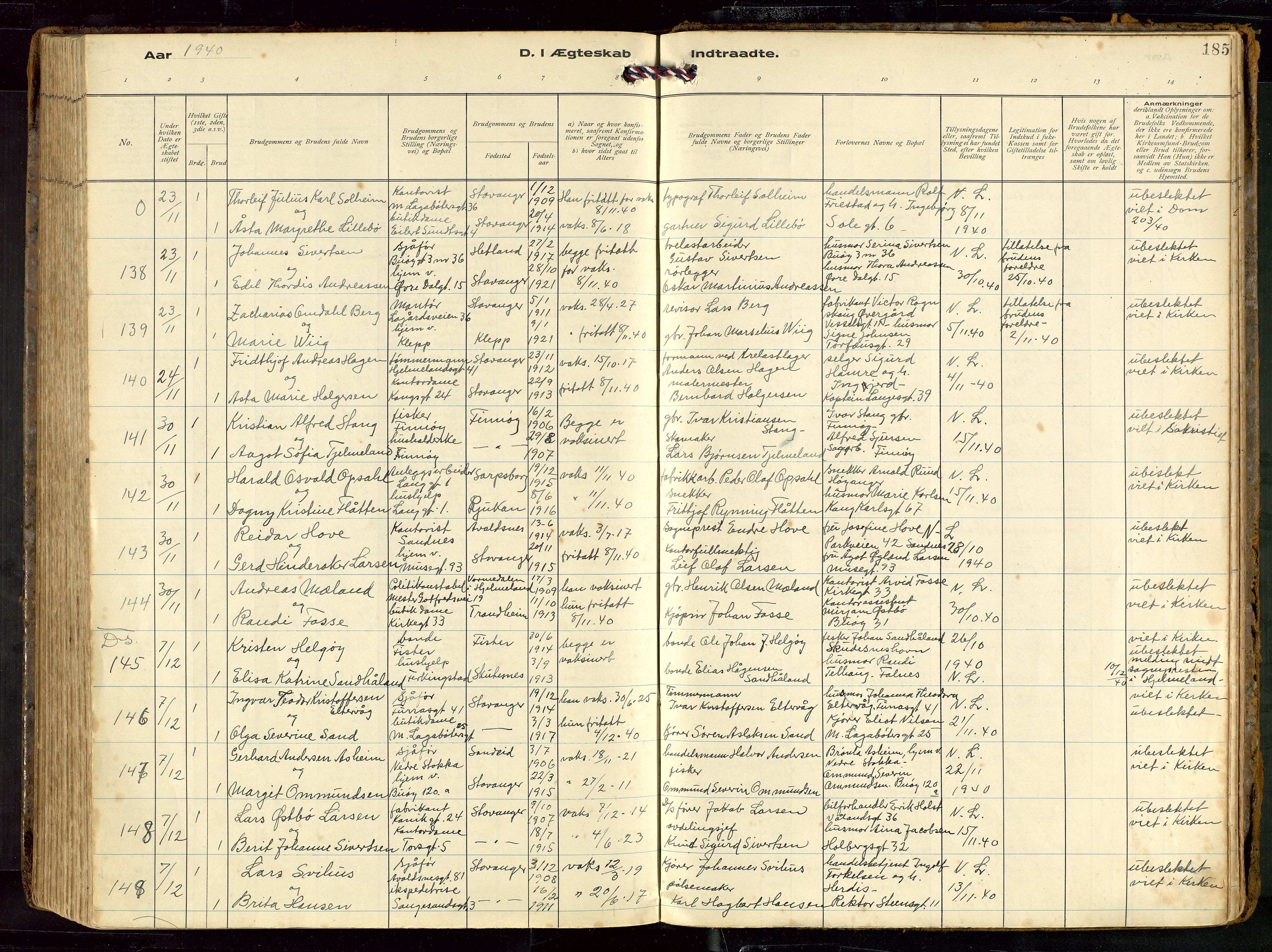 St. Petri sokneprestkontor, SAST/A-101813/002/D/L0002: Parish register (official) no. A 27, 1921-1942, p. 185