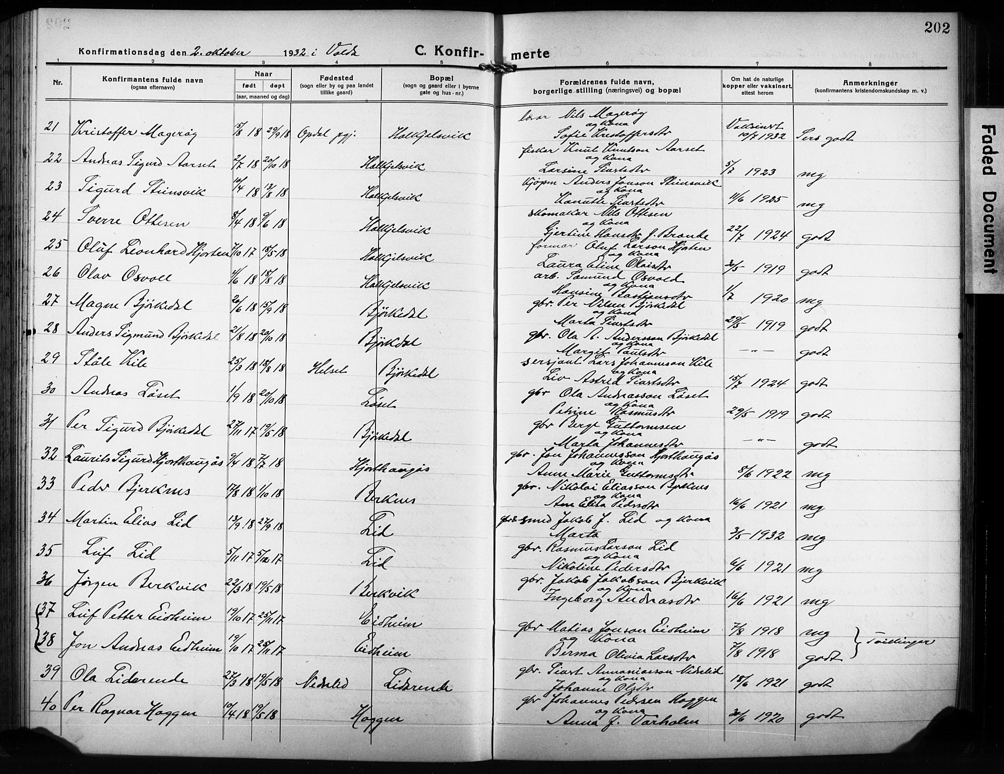 Ministerialprotokoller, klokkerbøker og fødselsregistre - Møre og Romsdal, SAT/A-1454/511/L0160: Parish register (copy) no. 511C06, 1920-1932, p. 202