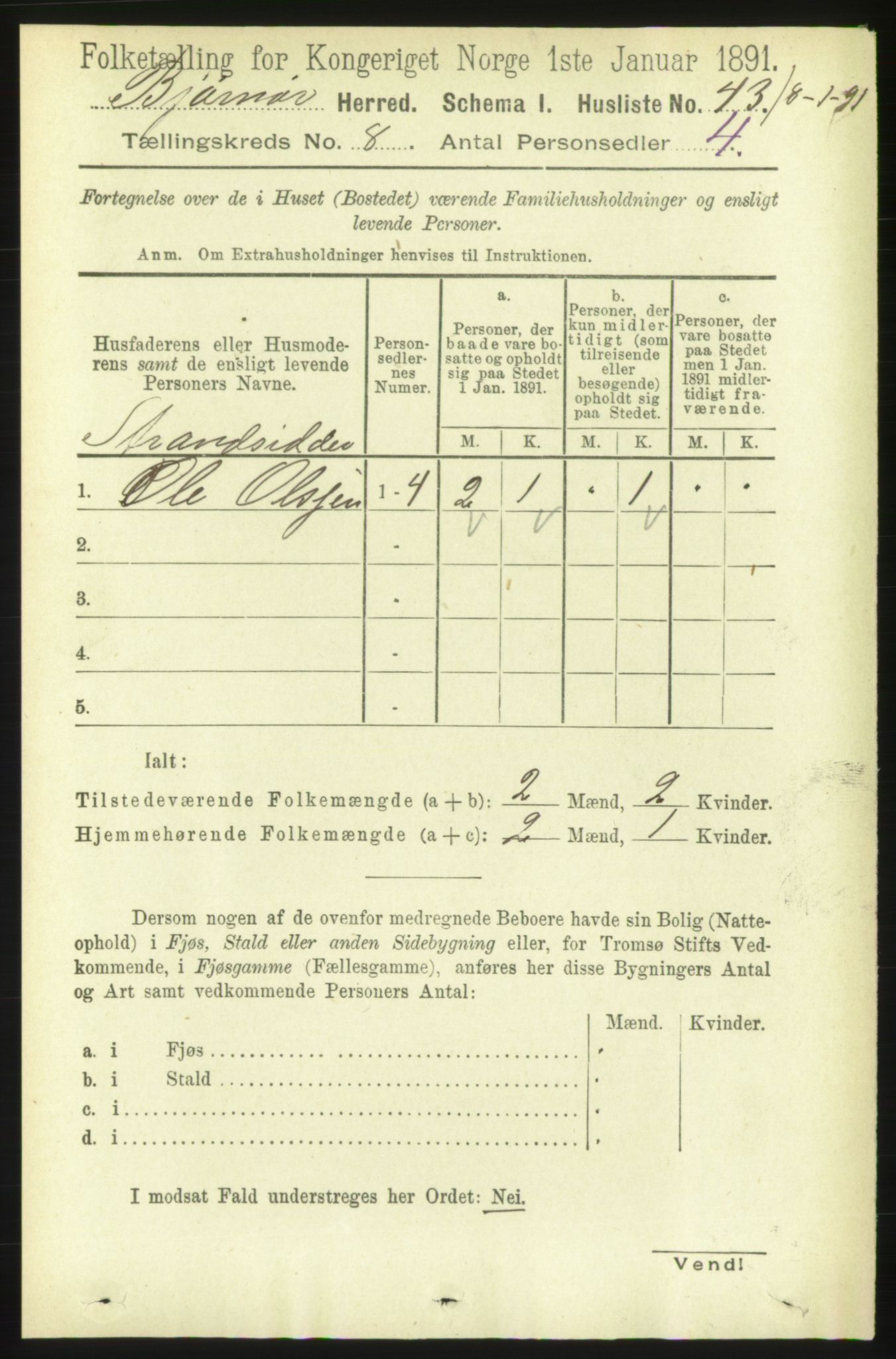 RA, 1891 census for 1632 Bjørnør, 1891, p. 3366