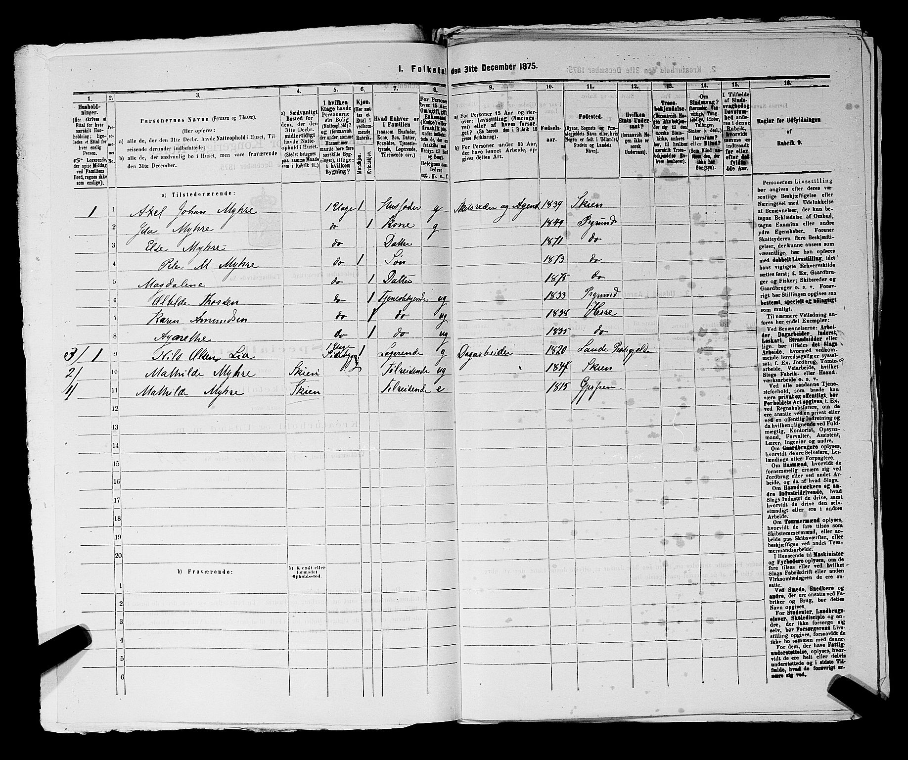 SAKO, 1875 census for 0805P Porsgrunn, 1875, p. 523