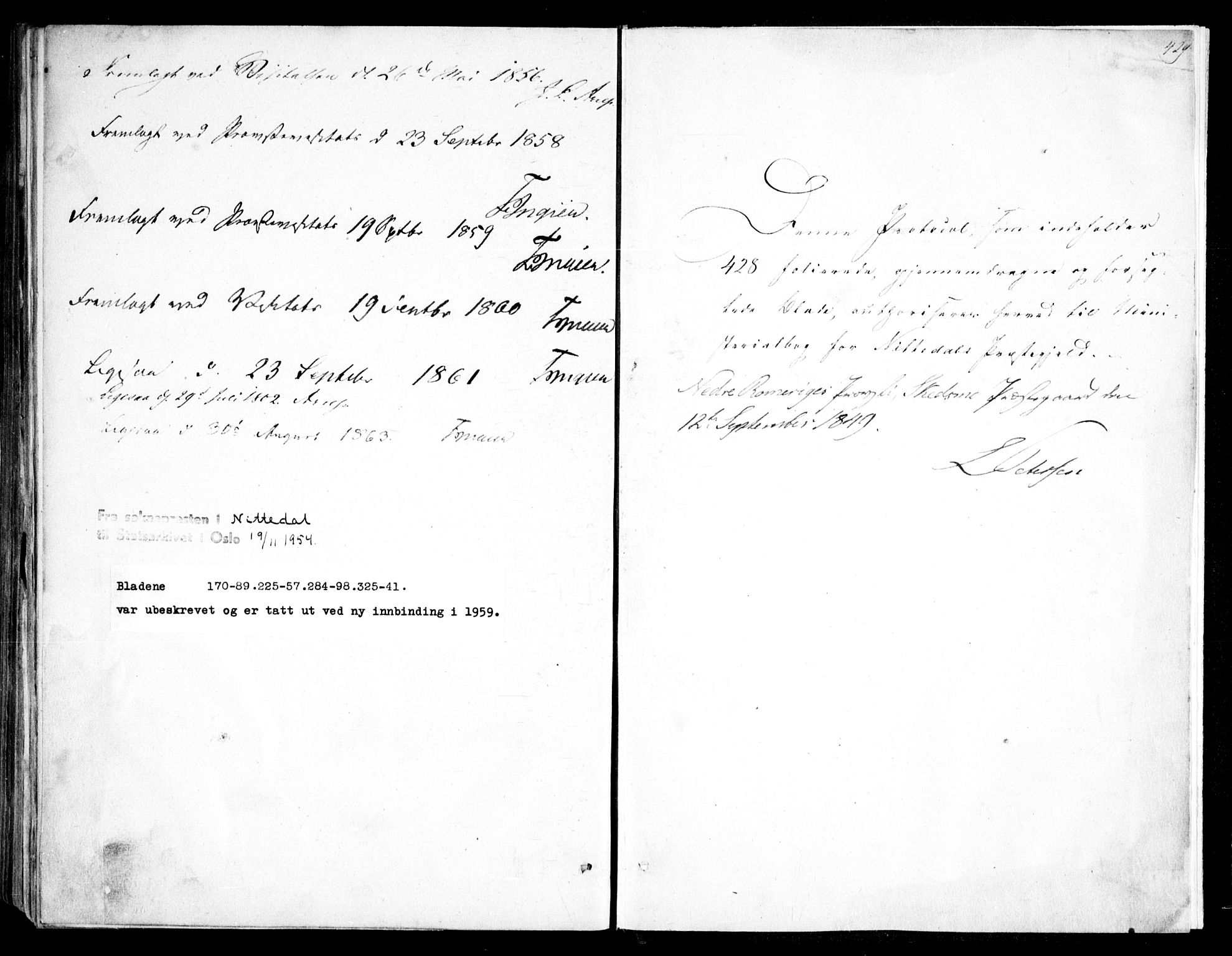 Nittedal prestekontor Kirkebøker, SAO/A-10365a/F/Fa/L0005: Parish register (official) no. I 5, 1850-1862, p. 429