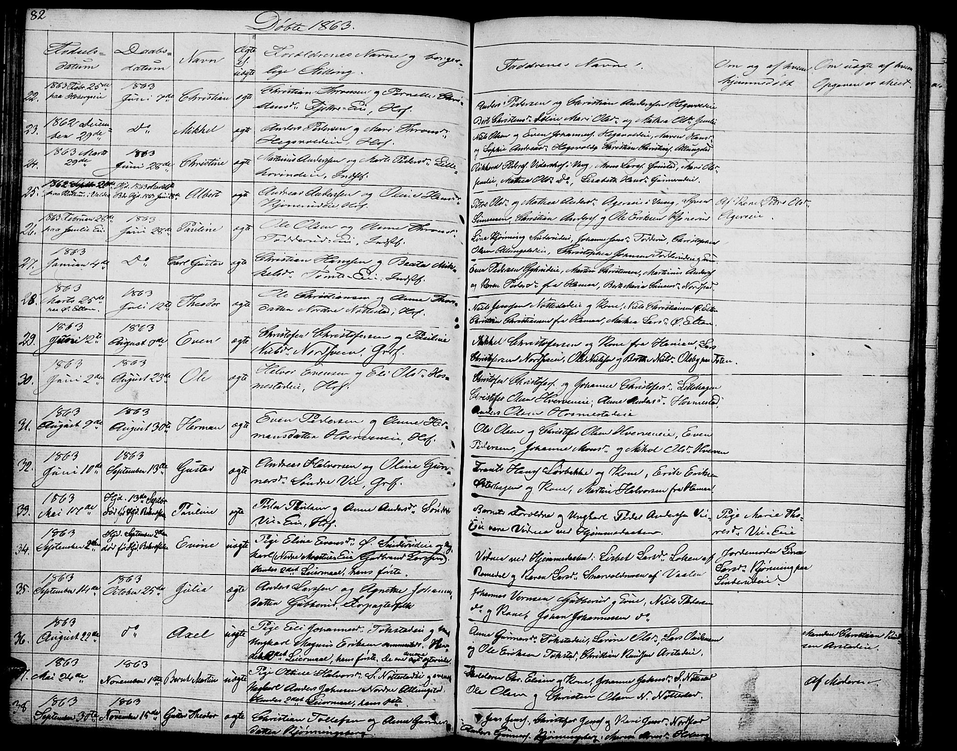 Stange prestekontor, AV/SAH-PREST-002/L/L0002: Parish register (copy) no. 2, 1838-1879, p. 82