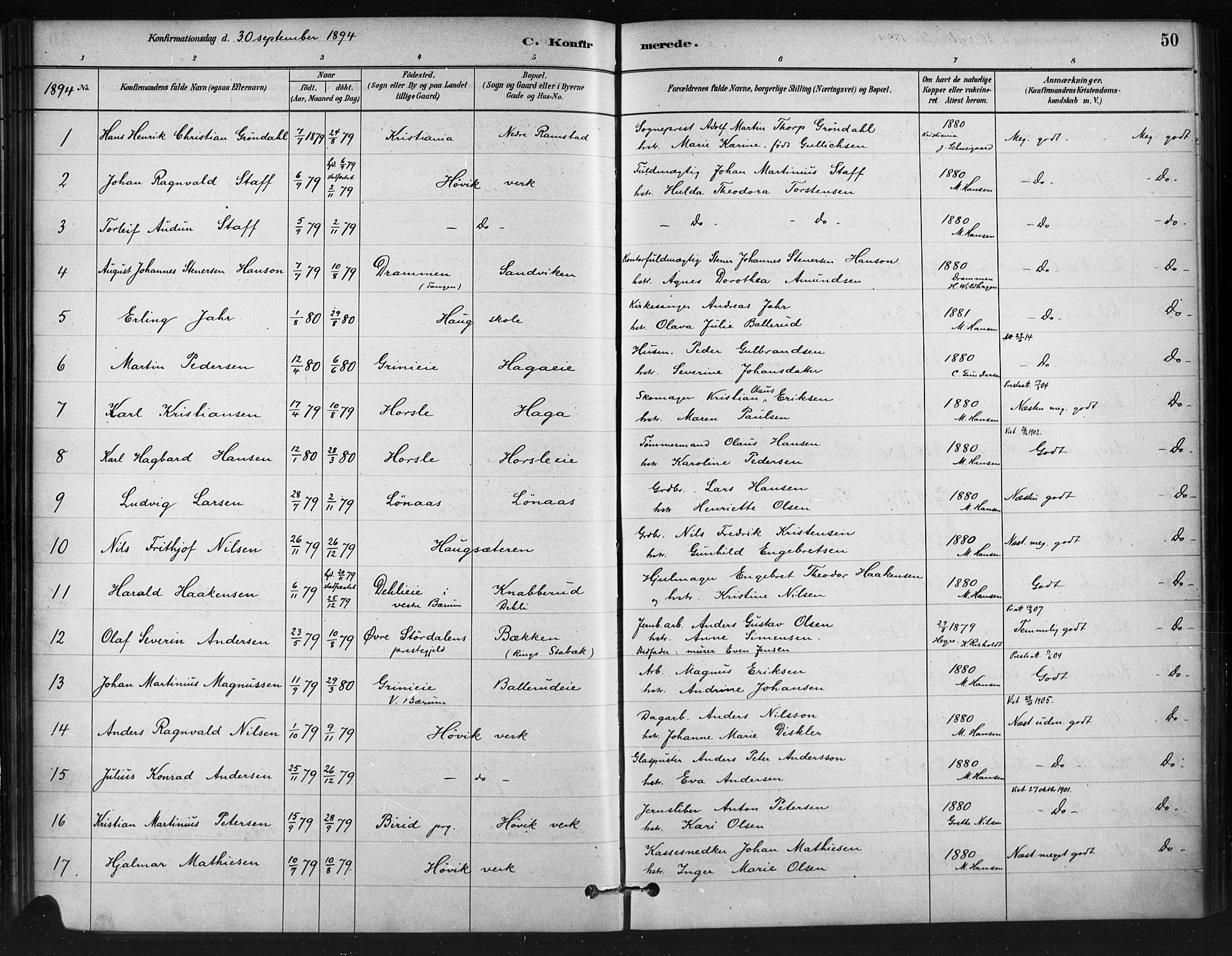 Asker prestekontor Kirkebøker, SAO/A-10256a/F/Fc/L0002: Parish register (official) no. III 2, 1879-1904, p. 50