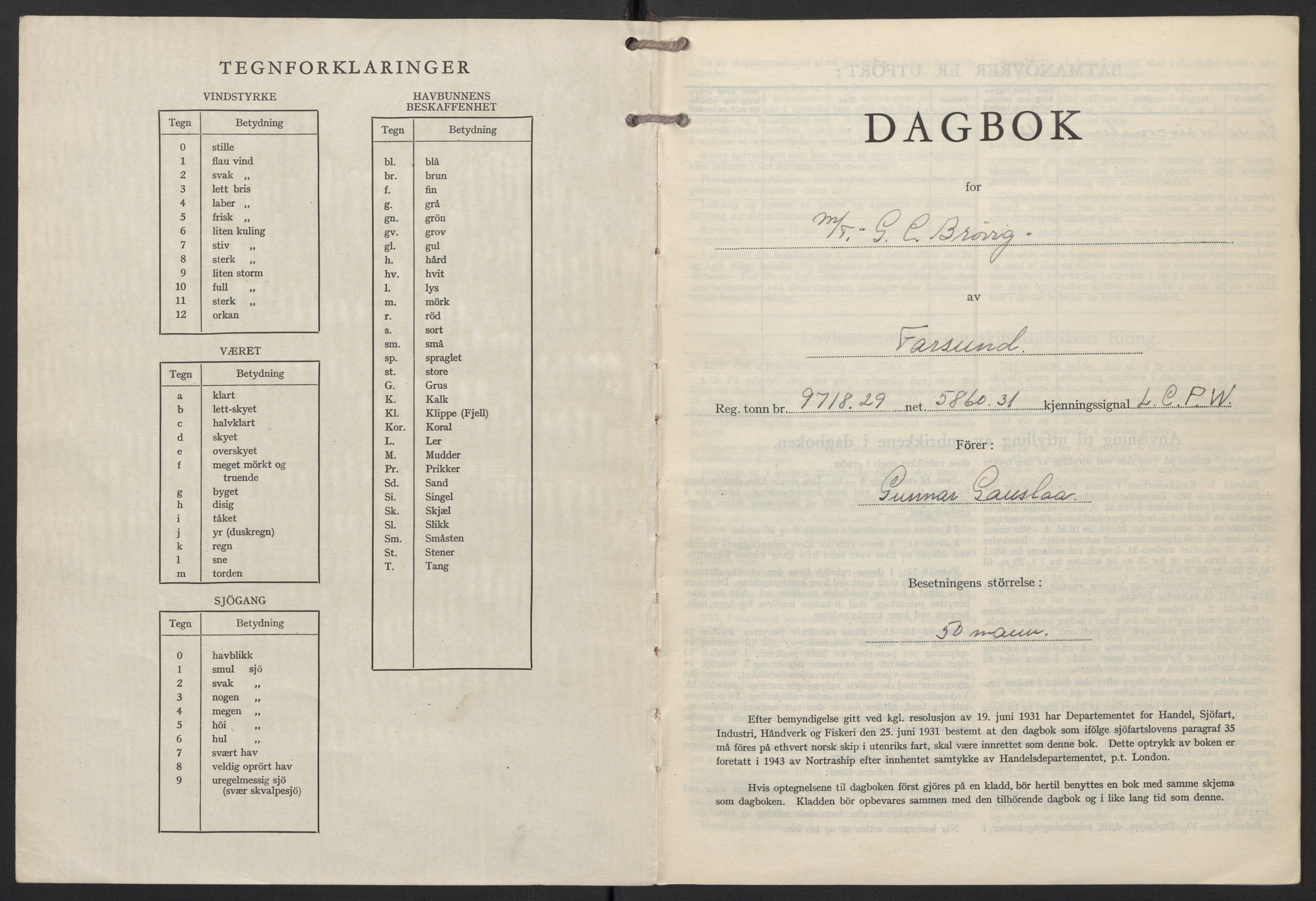 Nortraship, Skipsdagbøker, AV/RA-S-2168/F/L2813/0007: Boknr. 21525 - 21534 / Boknr. 21531 G. C. Brøvig, 1945