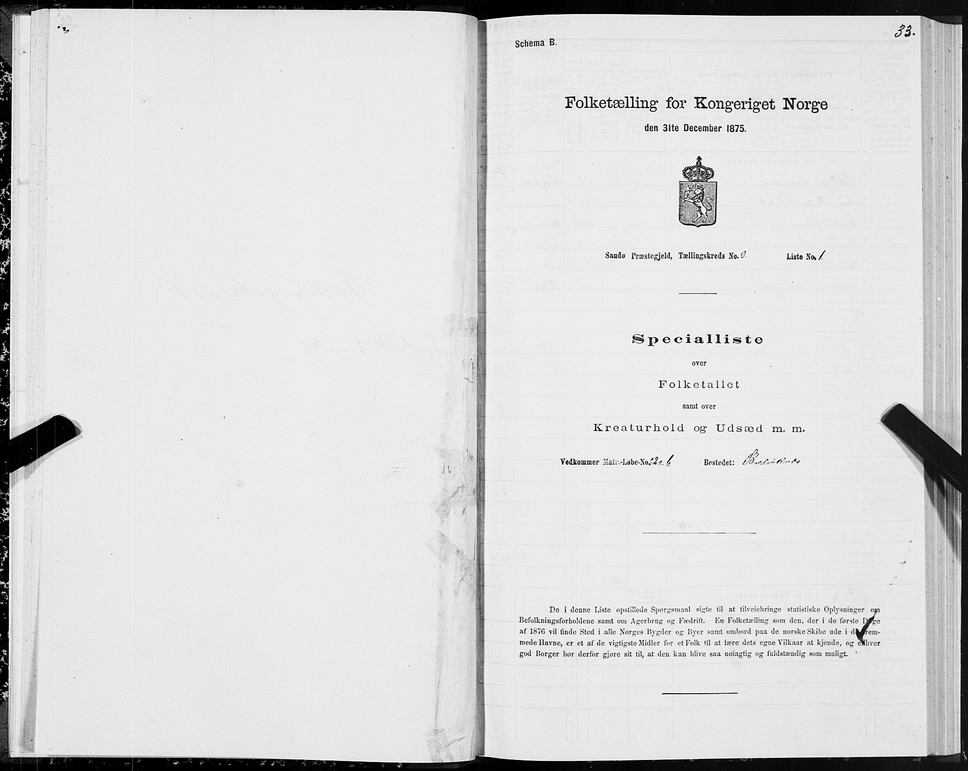 SAT, 1875 census for 1514P Sande, 1875, p. 4033