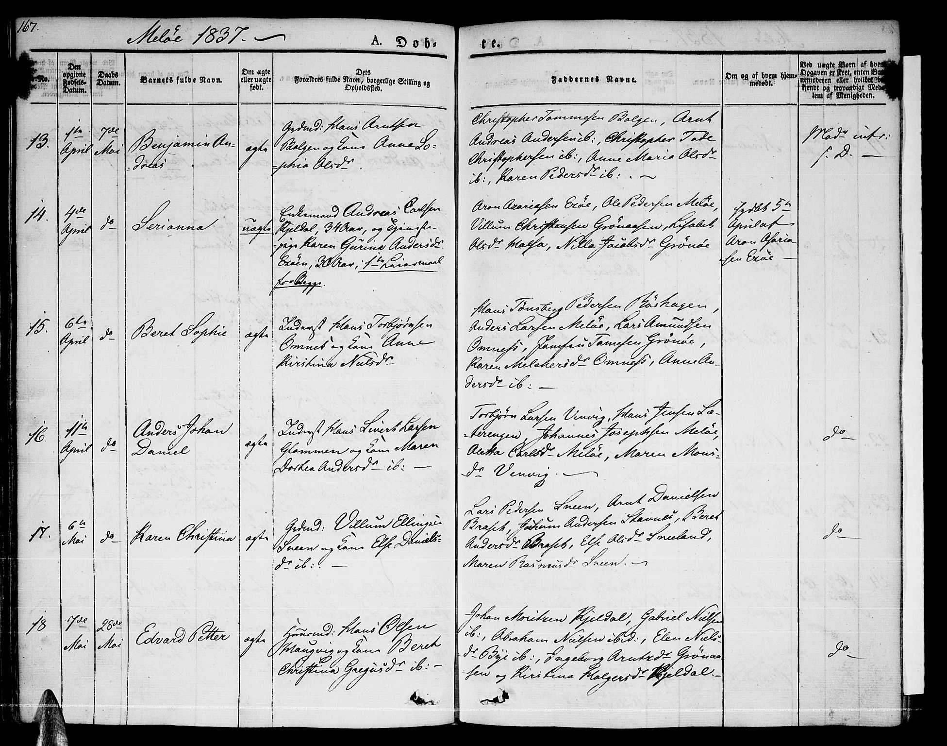 Ministerialprotokoller, klokkerbøker og fødselsregistre - Nordland, AV/SAT-A-1459/841/L0598: Parish register (official) no. 841A06 /2, 1825-1844, p. 167