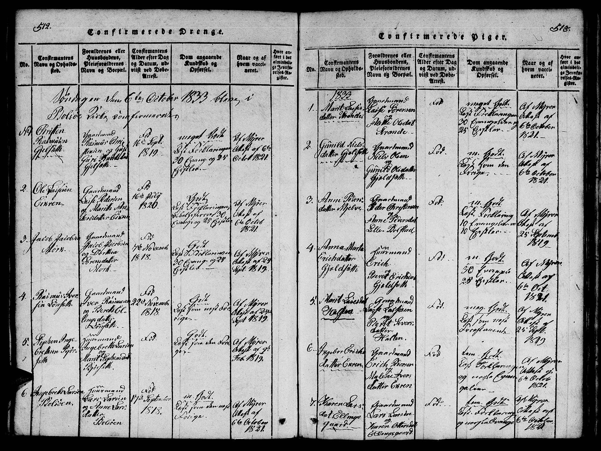 Ministerialprotokoller, klokkerbøker og fødselsregistre - Møre og Romsdal, SAT/A-1454/555/L0652: Parish register (official) no. 555A03, 1817-1843, p. 512-513