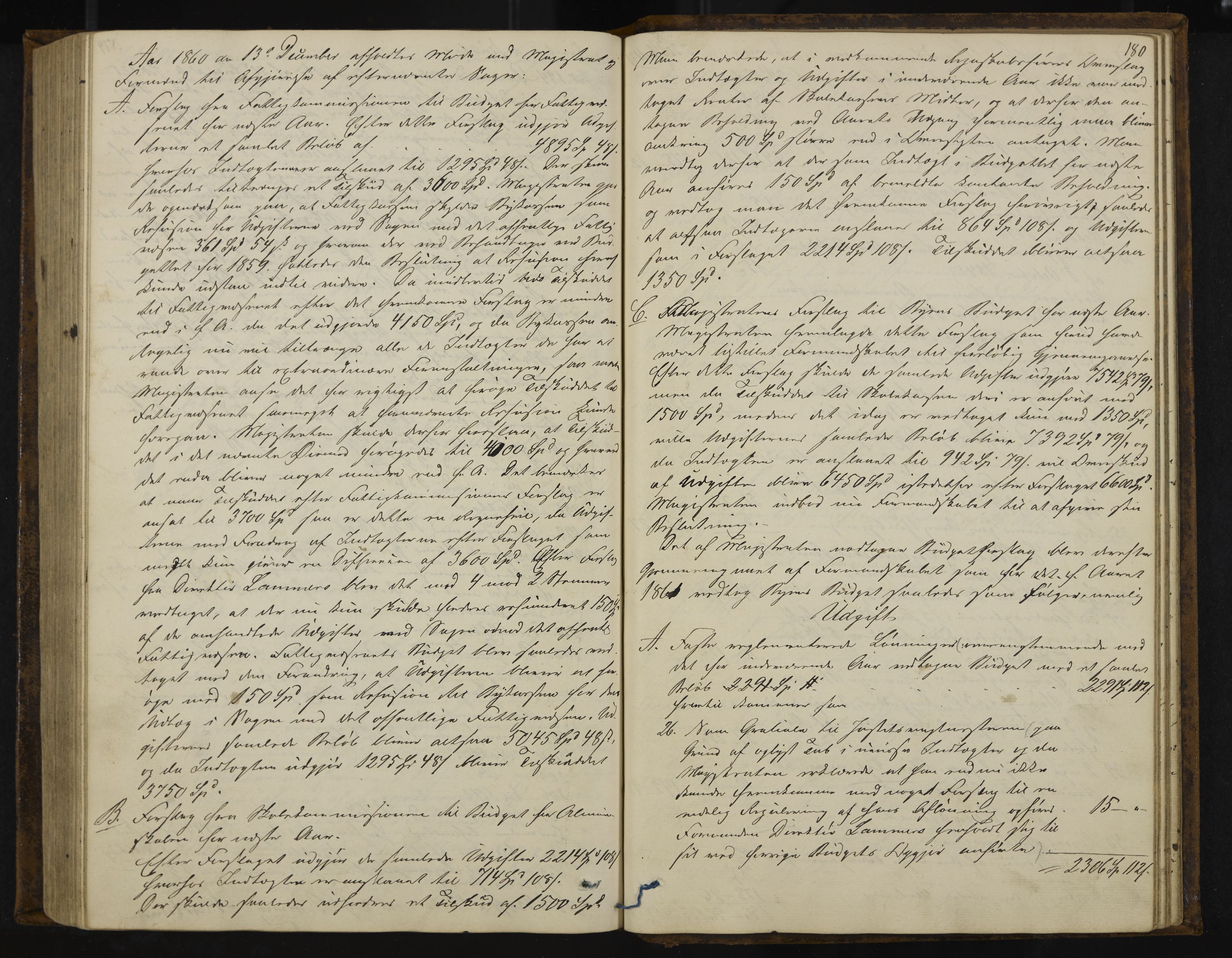 Kongsberg formannskap og sentraladministrasjon, IKAK/0604021-1/A/L0003: Møtebok med register, 1856-1861, p. 180