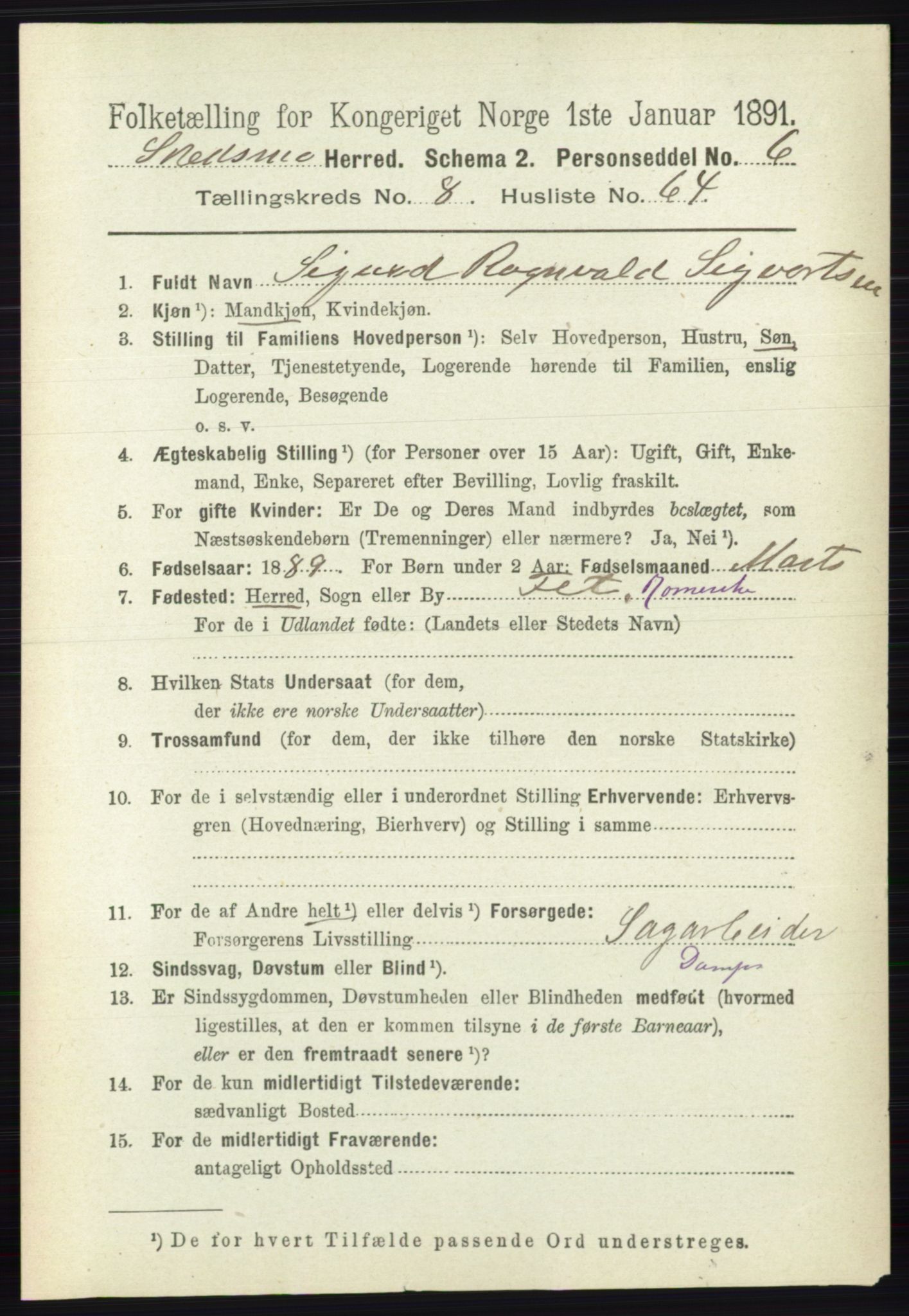 RA, 1891 census for 0231 Skedsmo, 1891, p. 4633