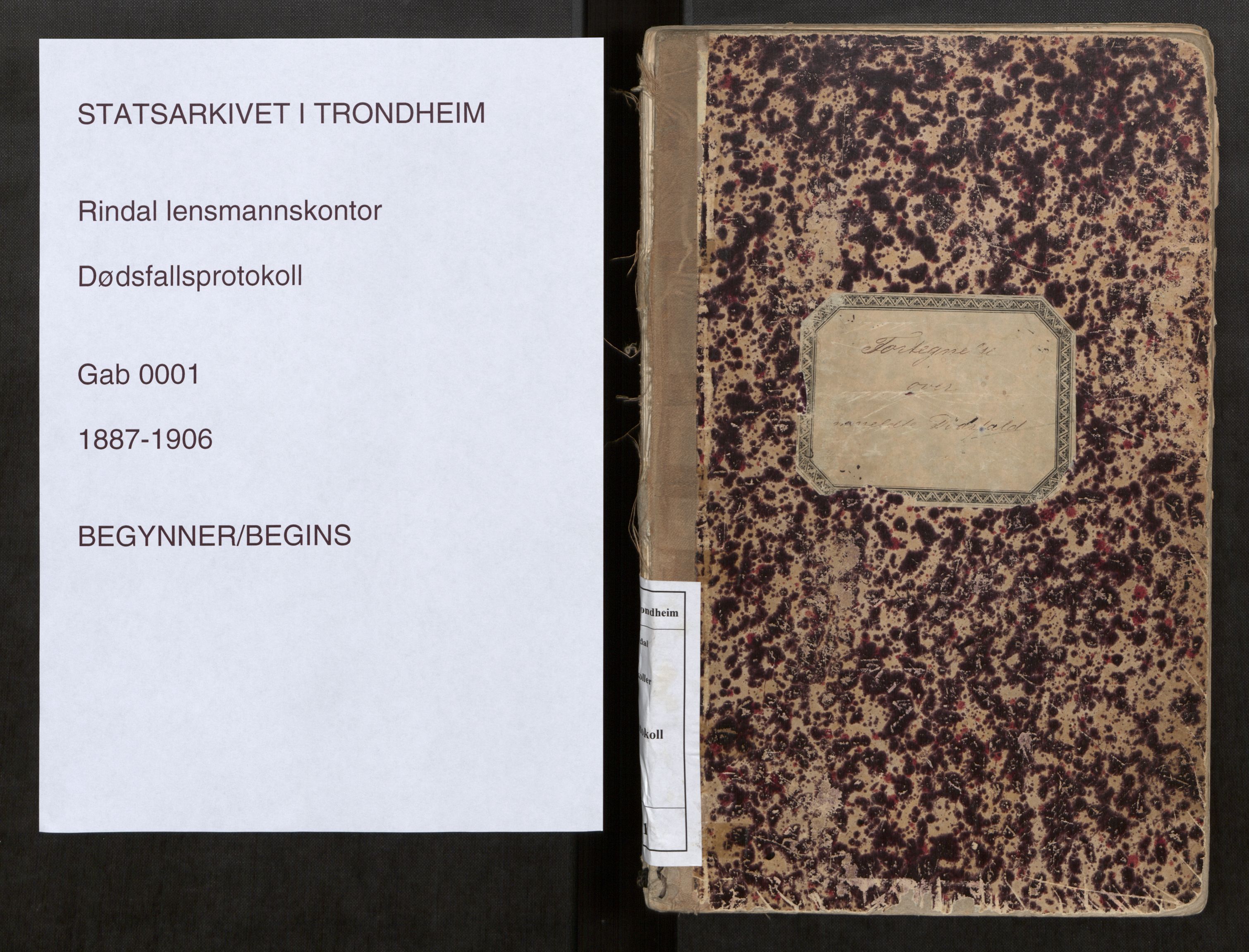 Rindal lensmannskontor, SAT/A-6439/Gab/L0001: Dødsfallsprotokoll, 1887-1906