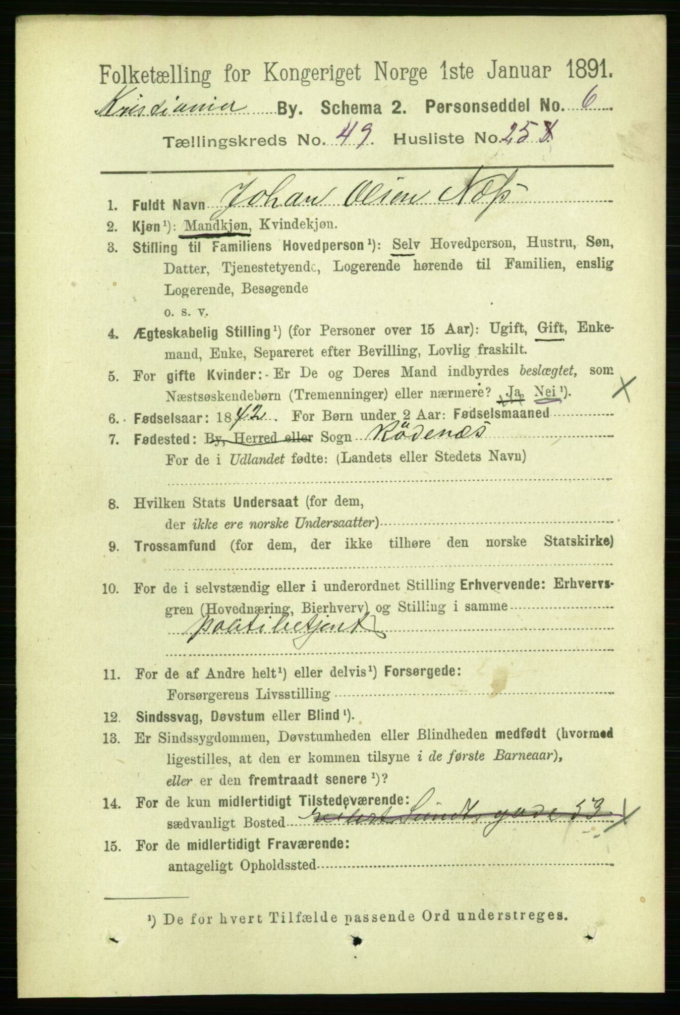 RA, 1891 census for 0301 Kristiania, 1891, p. 28836