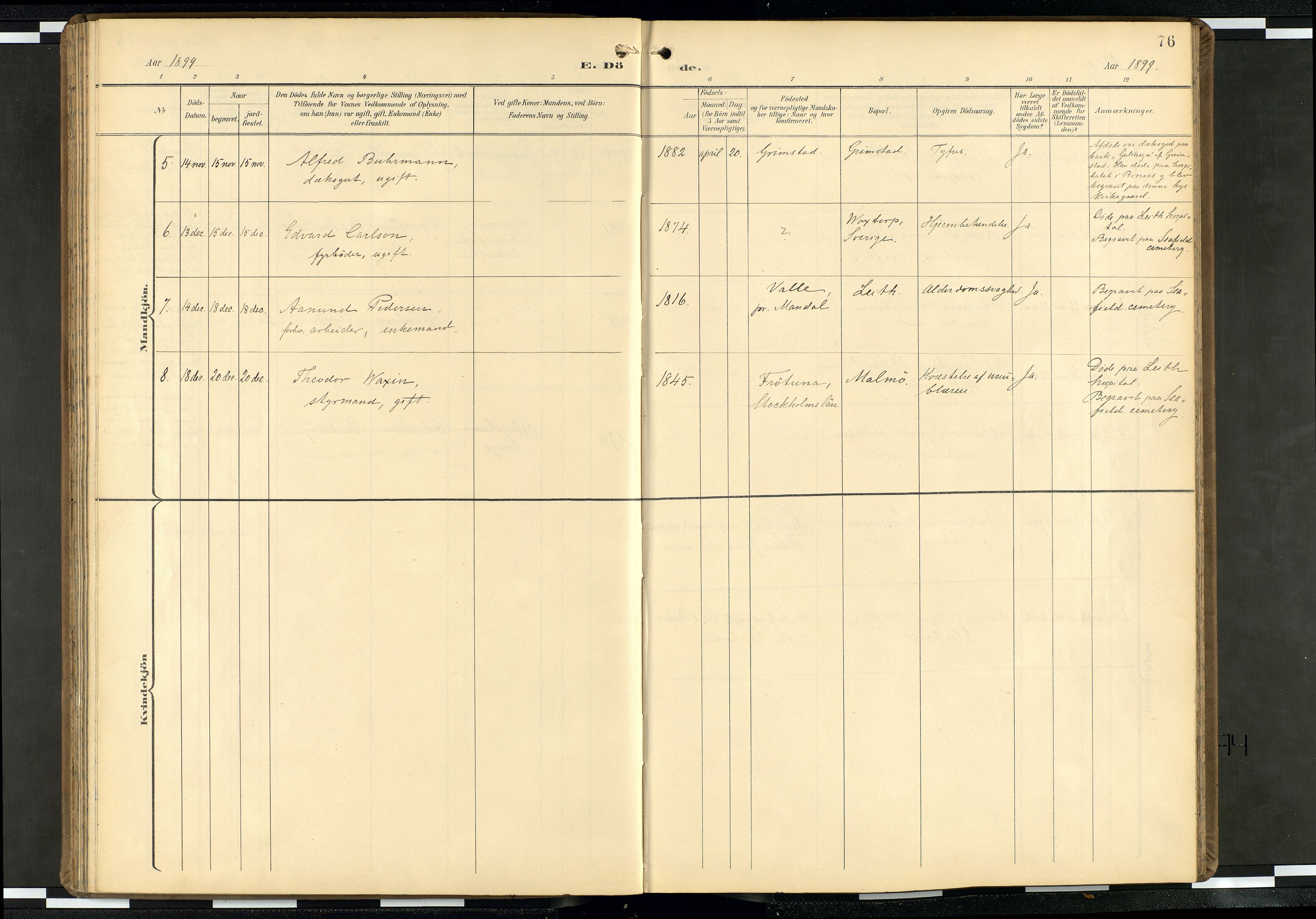 Den norske sjømannsmisjon i utlandet/Skotske havner (Leith, Glasgow), SAB/SAB/PA-0100/H/Ha/Haa/L0004: Parish register (official) no. A 4, 1899-1949, p. 75b-76a
