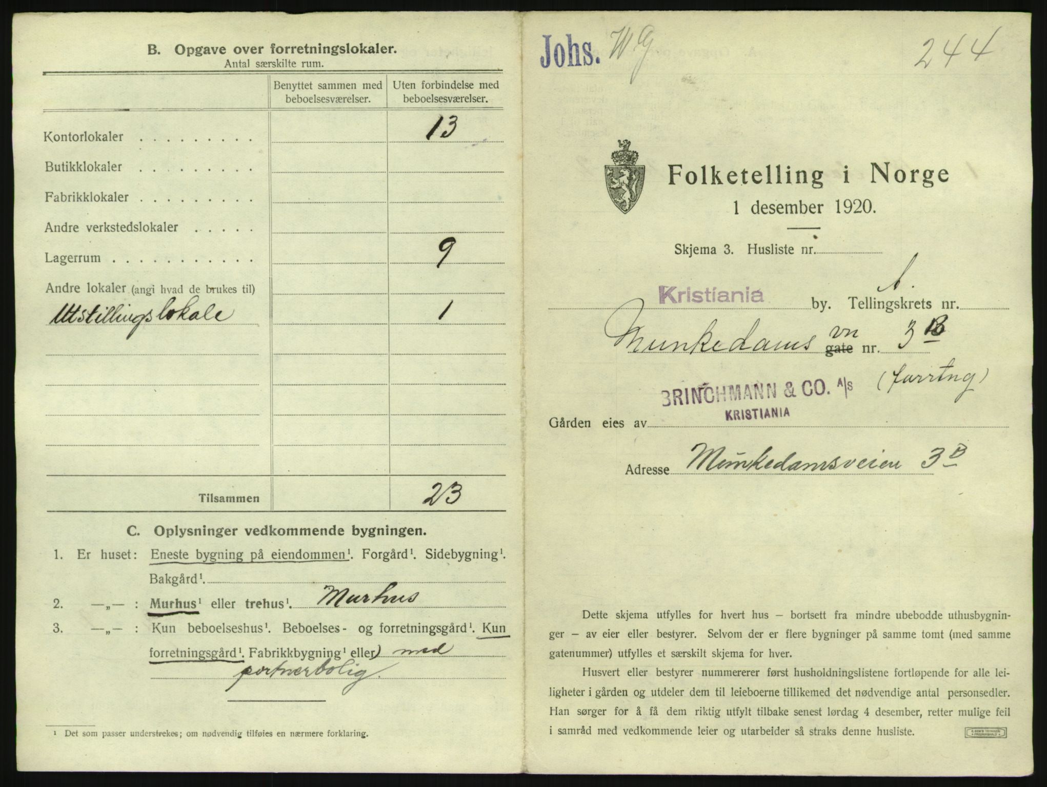 SAO, 1920 census for Kristiania, 1920, p. 68130