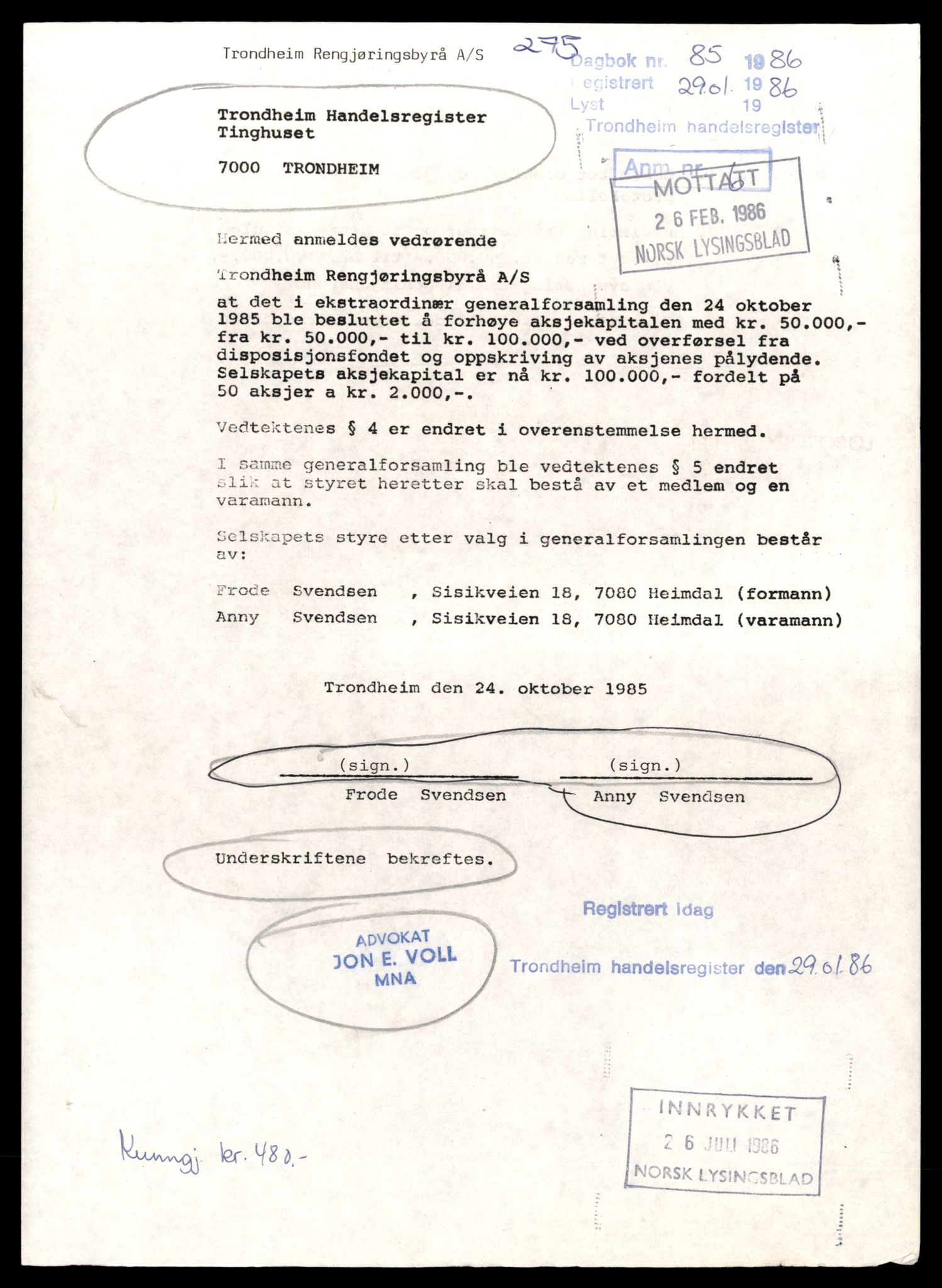 Trondheim byfogd, AV/SAT-A-0003/2/J/Jd/Jdd/L0055: Aksjeselskap, Tro-Tro, 1944-1990, p. 3