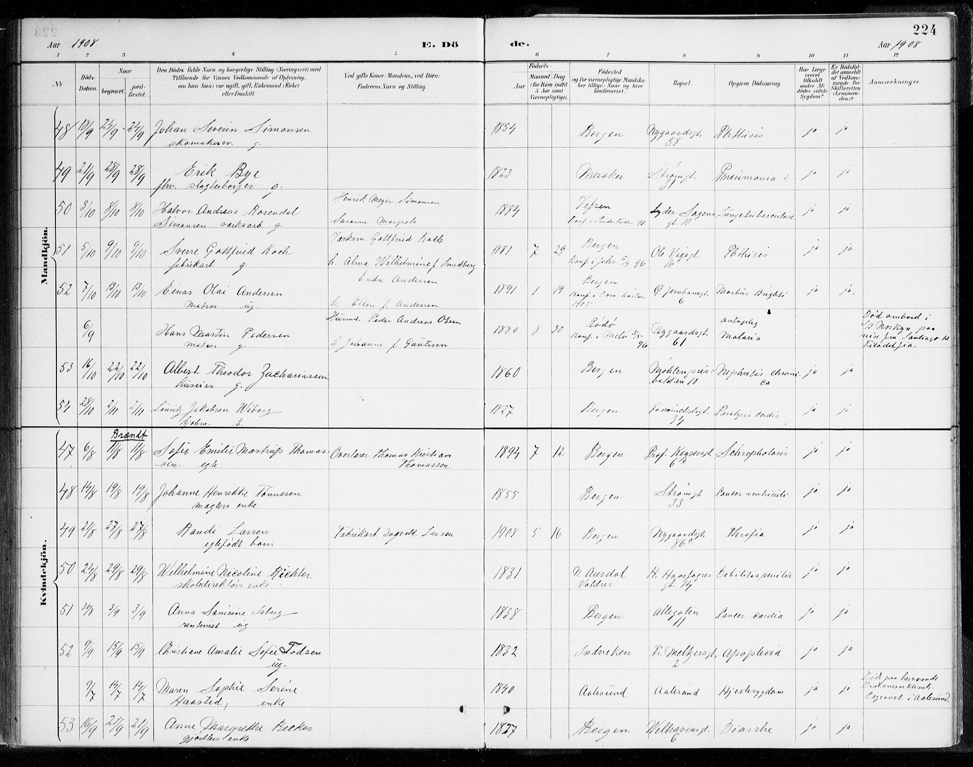 Johanneskirken sokneprestembete, AV/SAB-A-76001/H/Haa/L0019: Parish register (official) no. E 1, 1885-1915, p. 224