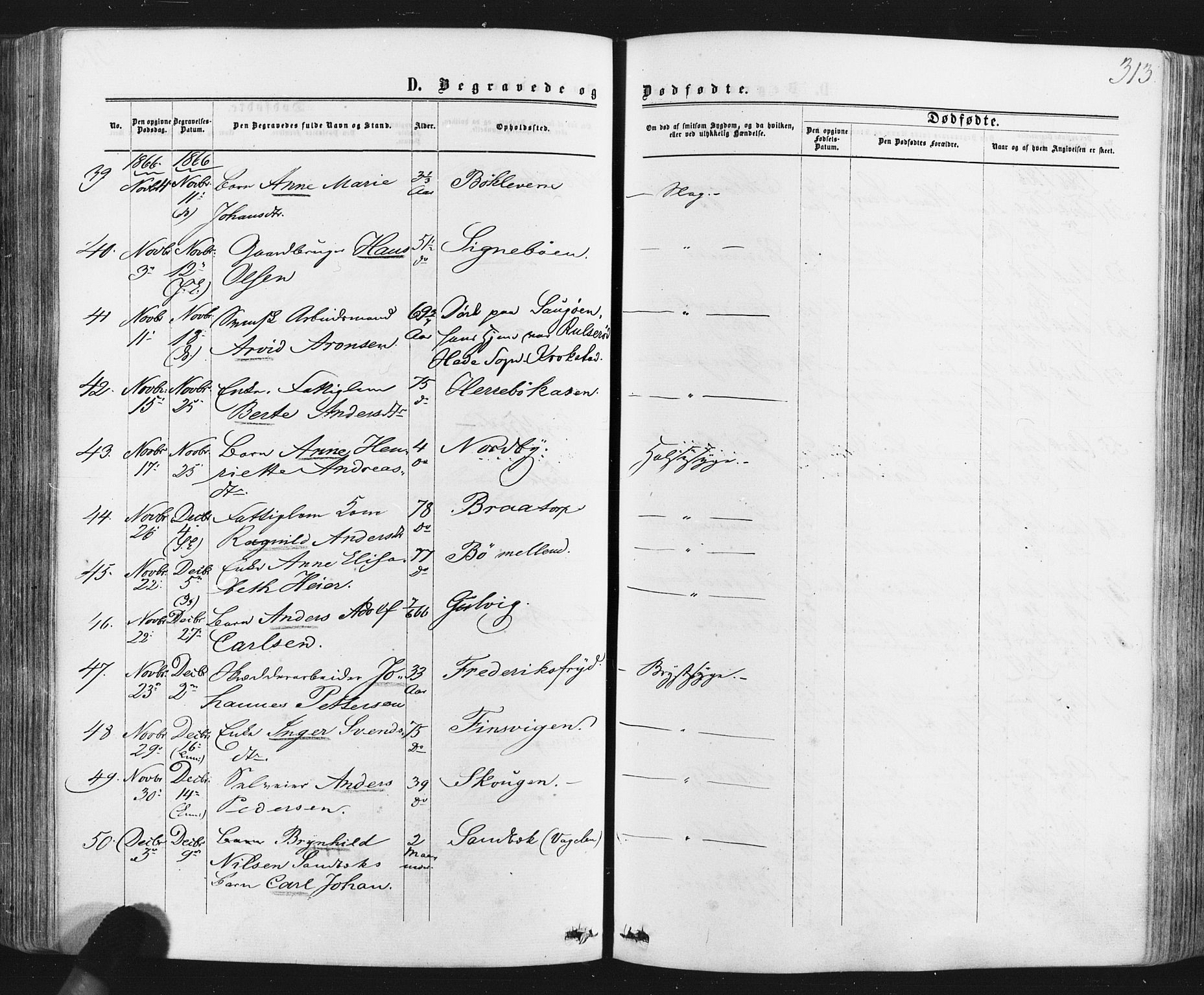 Idd prestekontor Kirkebøker, AV/SAO-A-10911/F/Fc/L0005: Parish register (official) no. III 5, 1861-1877, p. 313