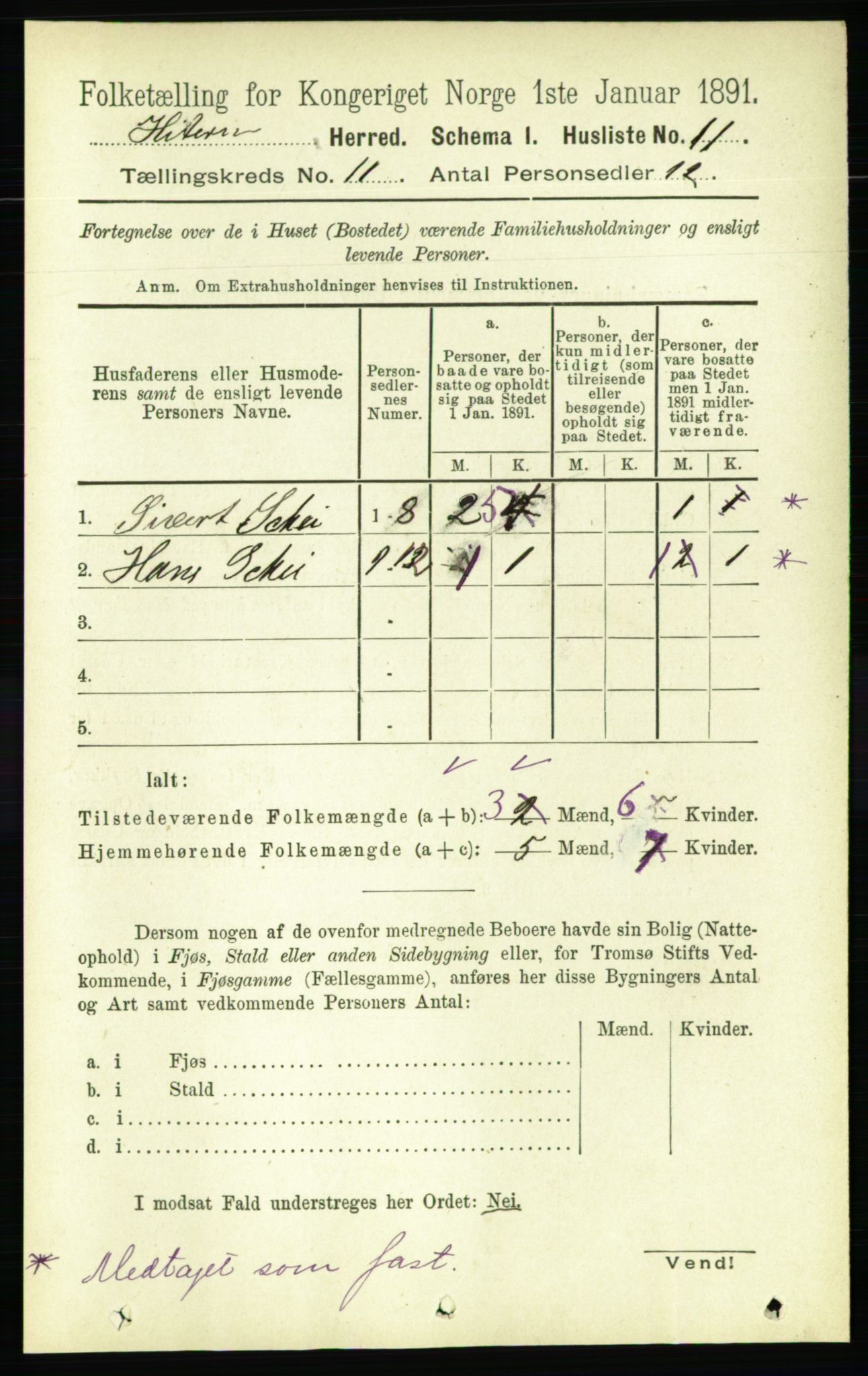 RA, 1891 census for 1617 Hitra, 1891, p. 2432