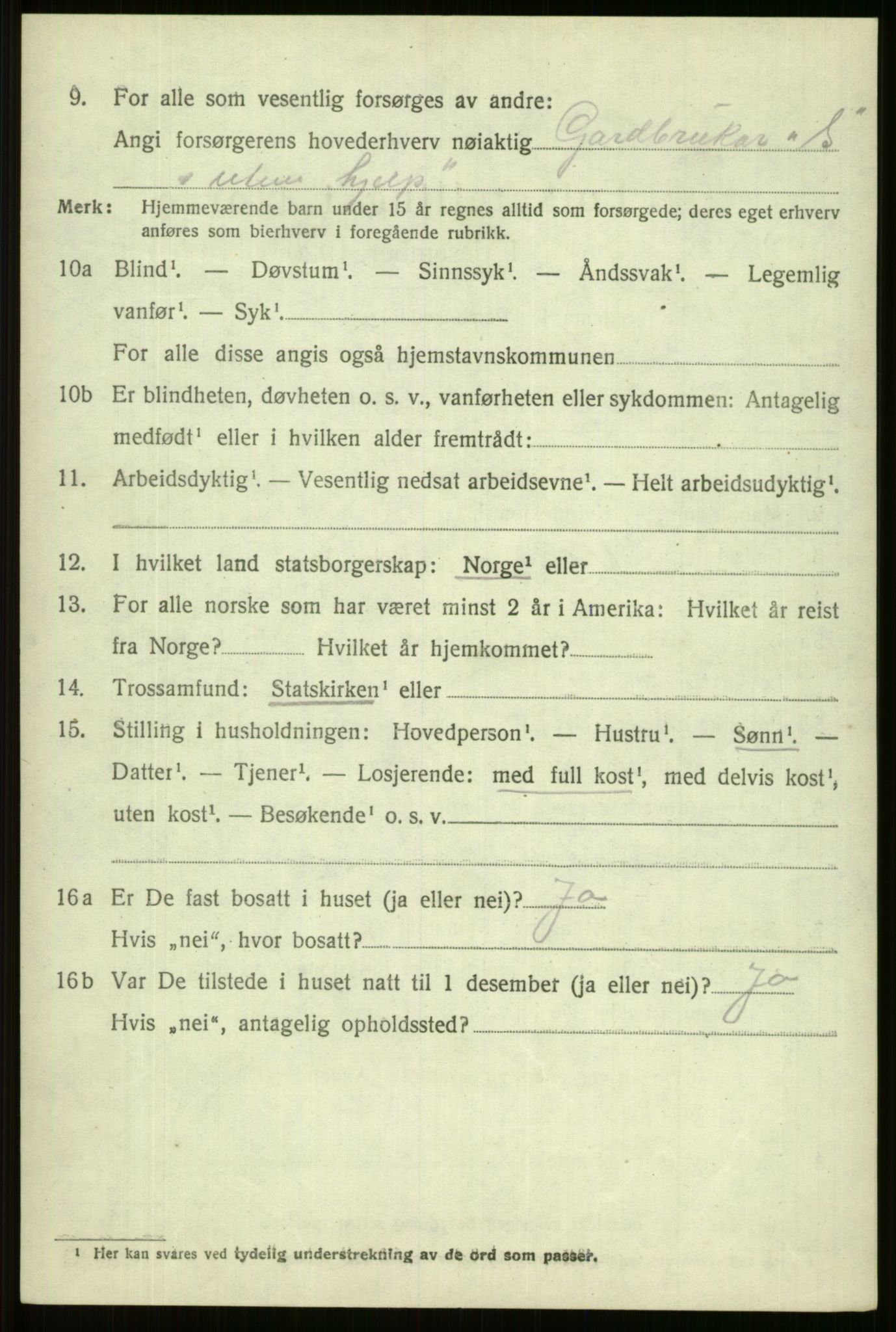 SAB, 1920 census for Vossestrand, 1920, p. 2757