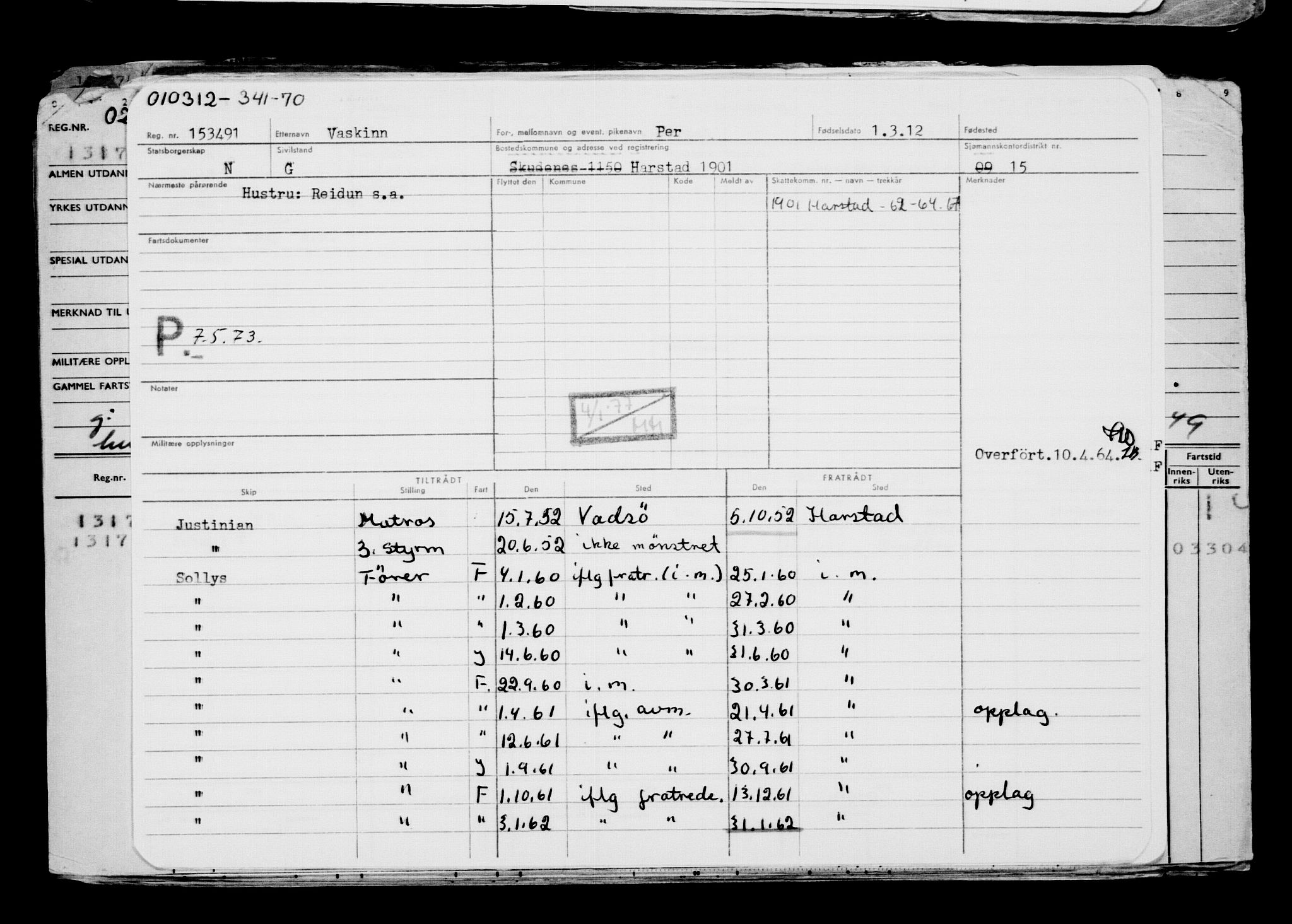 Direktoratet for sjømenn, AV/RA-S-3545/G/Gb/L0103: Hovedkort, 1912, p. 15