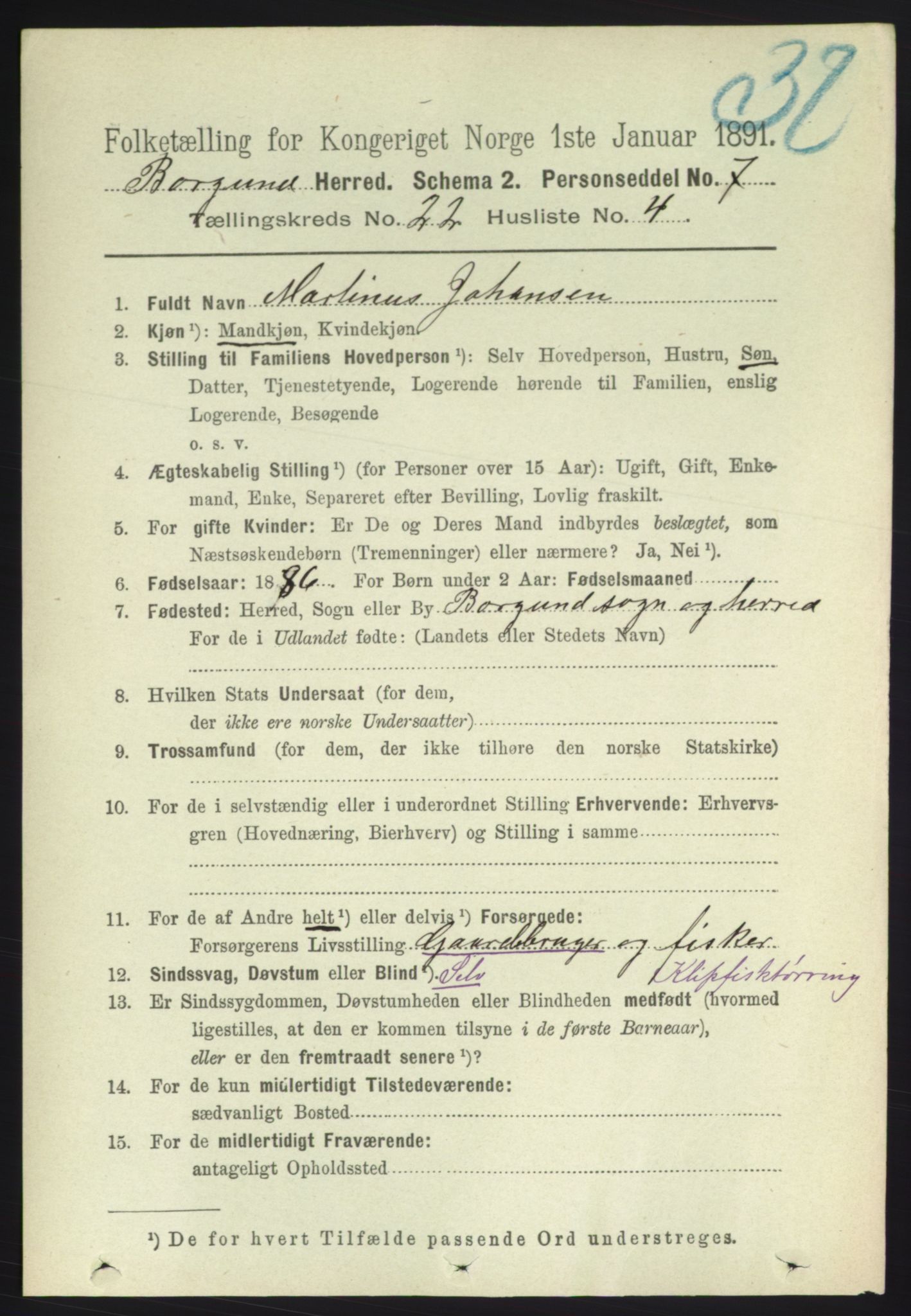 RA, 1891 census for 1531 Borgund, 1891, p. 6668