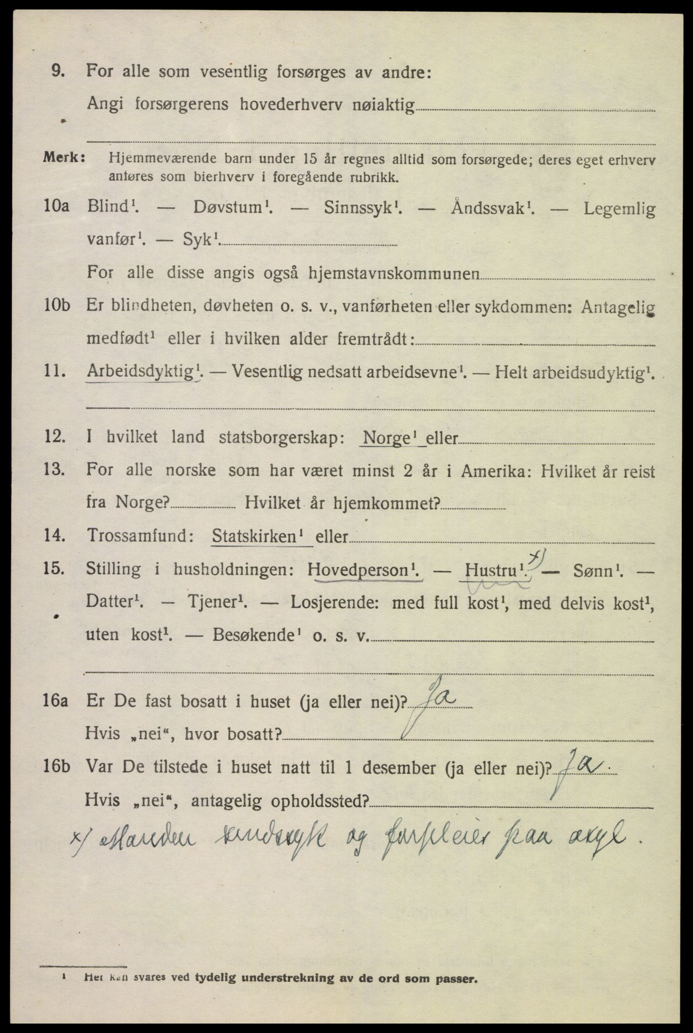 SAK, 1920 census for Lyngdal, 1920, p. 2406