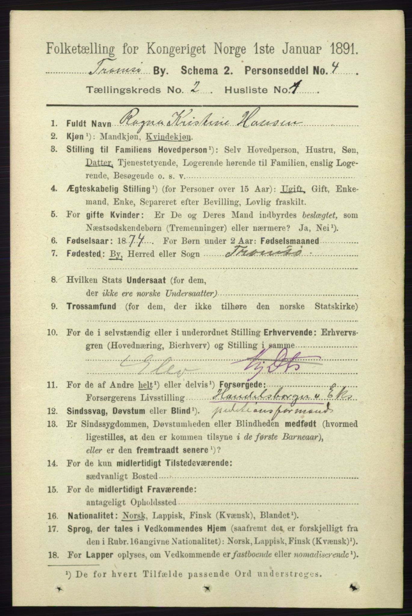 RA, 1891 census for 1902 Tromsø, 1891, p. 1823