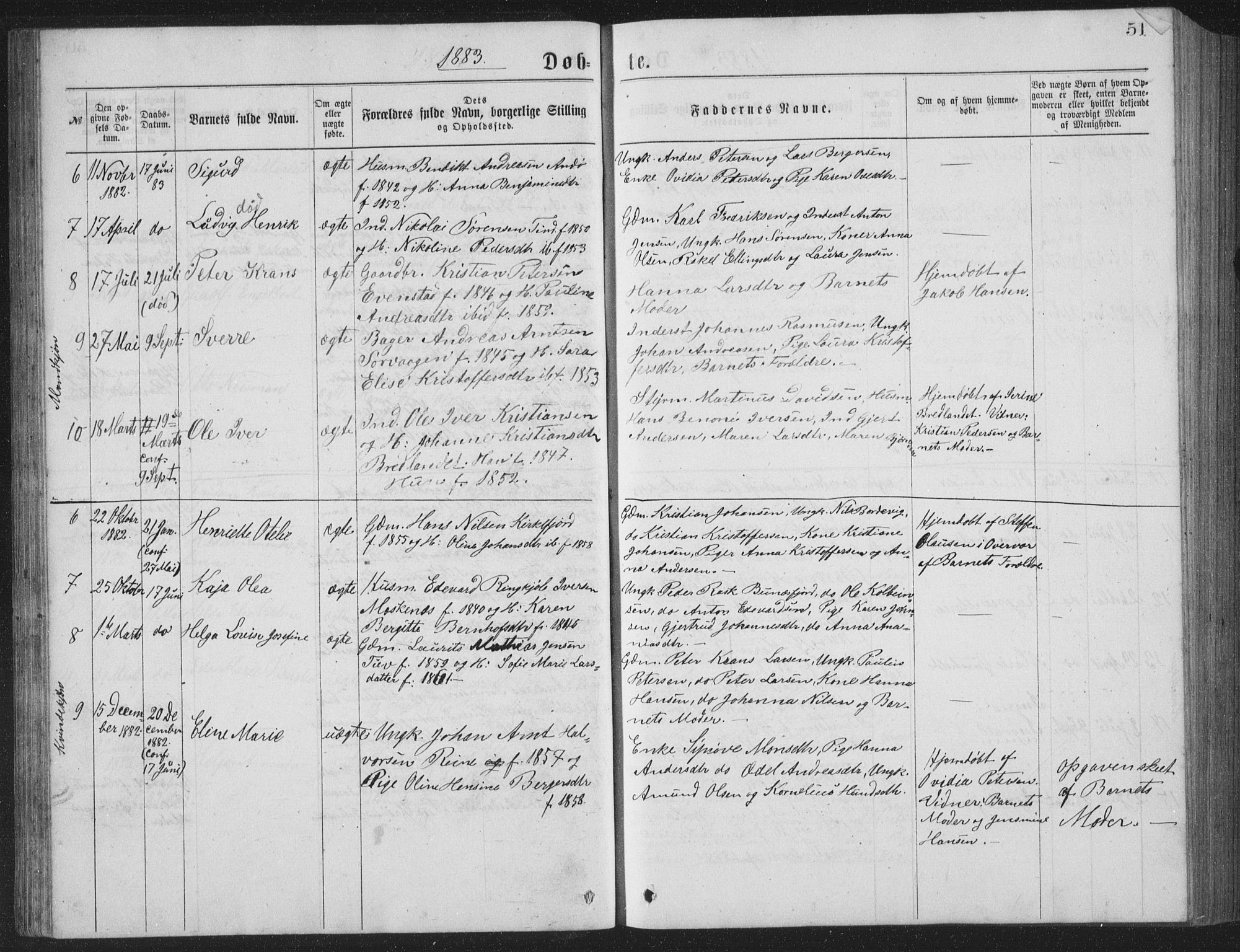 Ministerialprotokoller, klokkerbøker og fødselsregistre - Nordland, AV/SAT-A-1459/886/L1225: Parish register (copy) no. 886C02, 1874-1896, p. 51