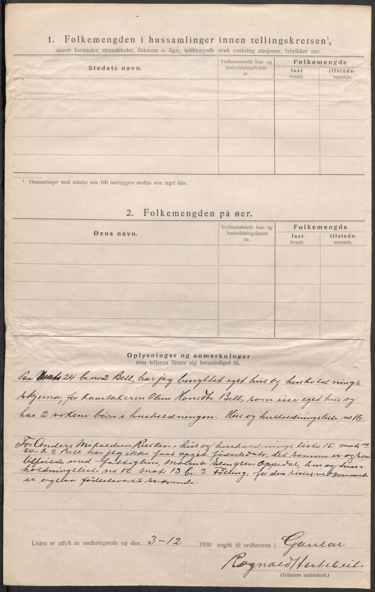 SAB, 1920 census for Gaular, 1920, p. 12