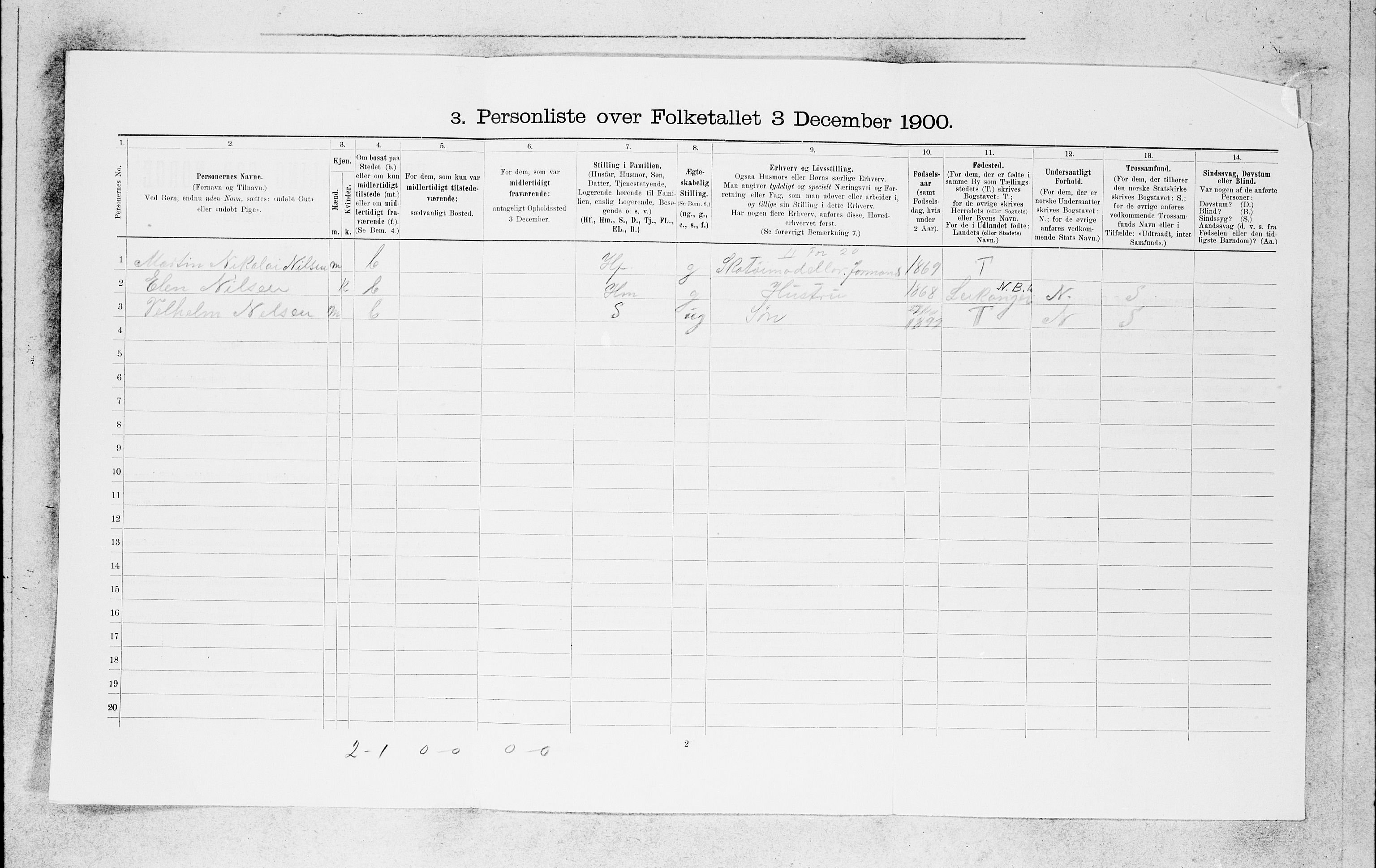 SAB, 1900 census for Bergen, 1900, p. 2944