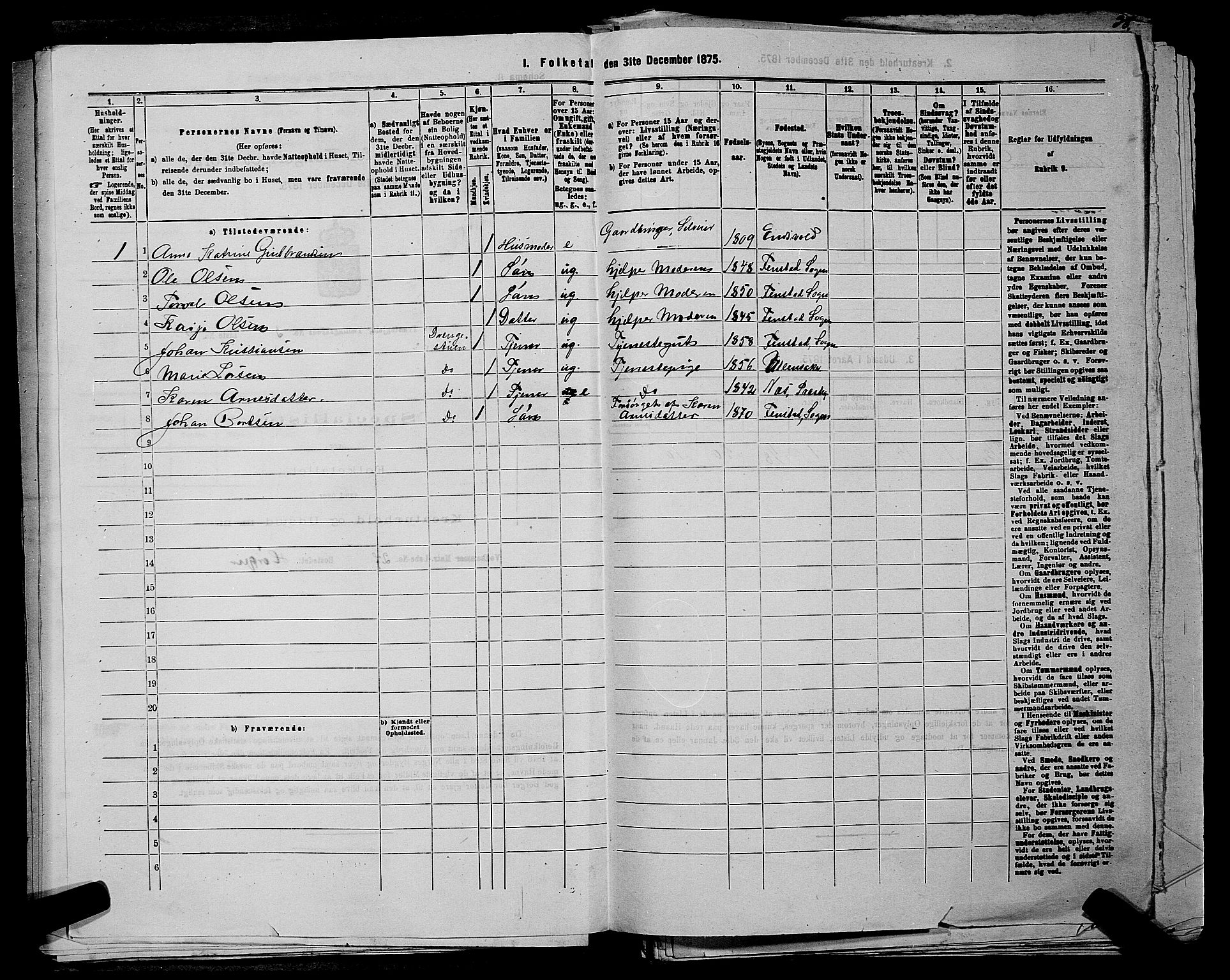 RA, 1875 census for 0236P Nes, 1875, p. 492